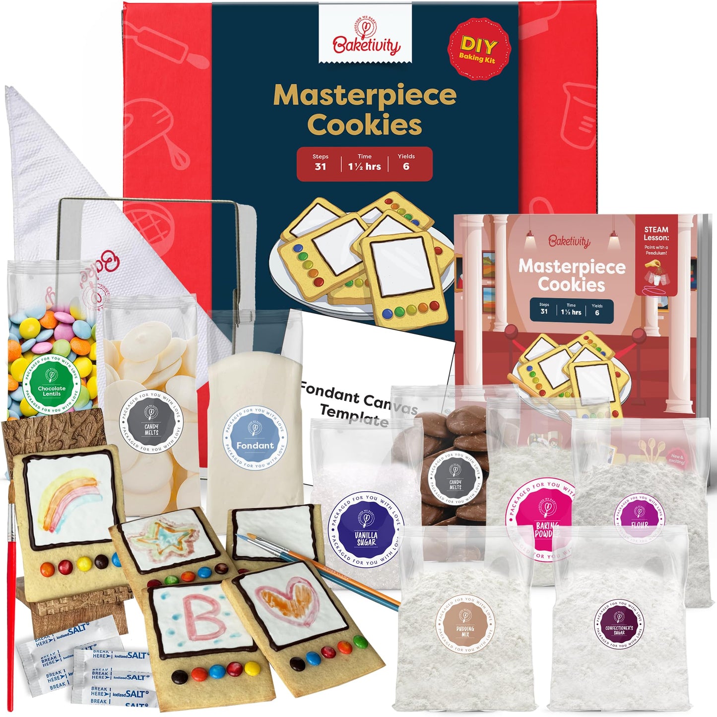 Baketivity Masterpiece Cookies Kit for Kids – Premeasured Ingredients & Step-by-Step Artful Baking