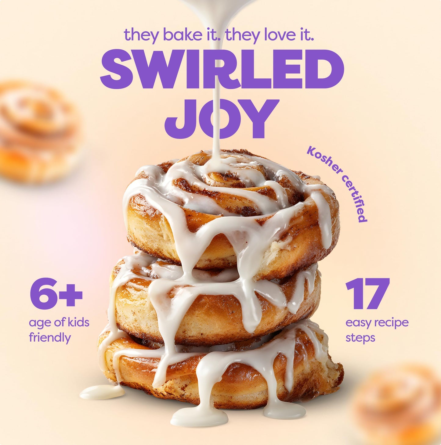 Baketivity Kids Baking DIY Kit – Pre-Measured Cinnamon Buns for Ages 6-12 | Mess-Free Family Baking