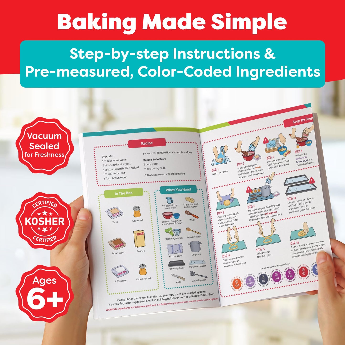 Baketivity Pretzel Making Kit for Kids 5-12+ | Hands-On Baking Set with Recipe & Ingredients