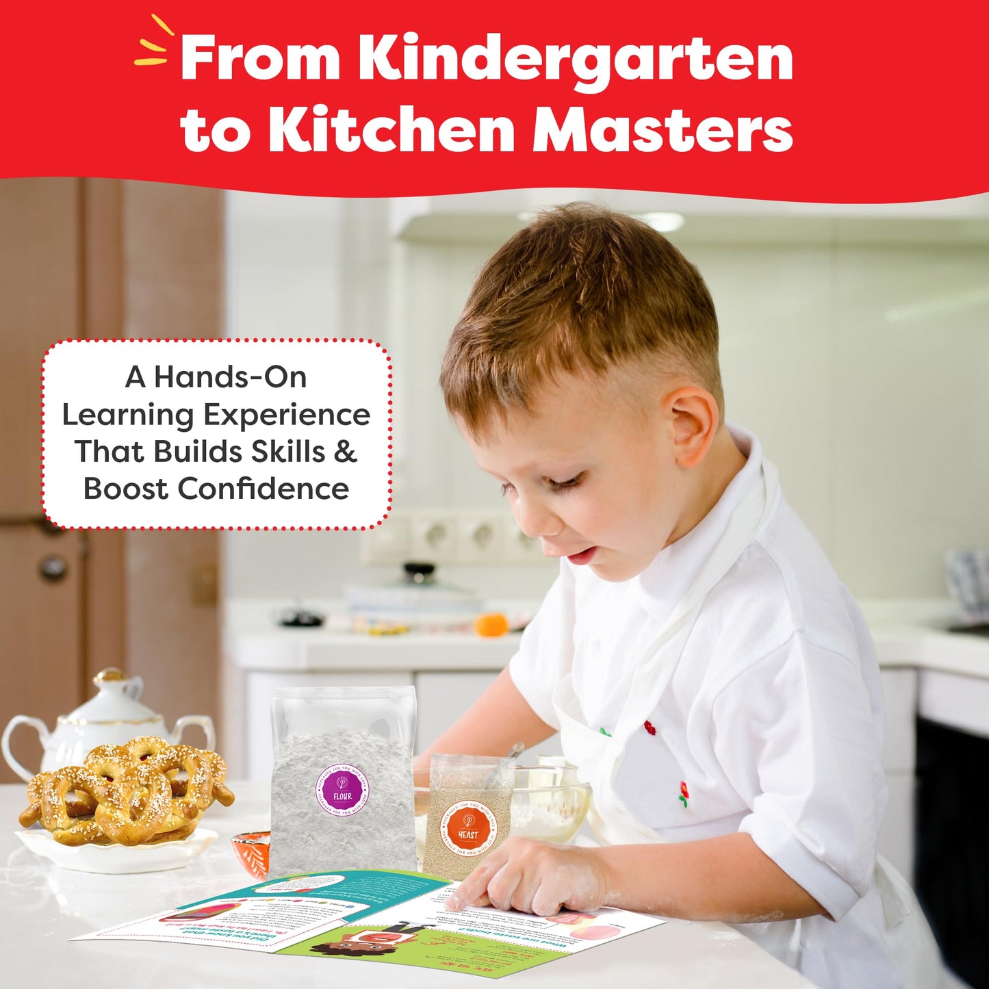 Baketivity Pretzel Making Kit for Kids 5-12+ | Hands-On Baking Set with Recipe & Ingredients
