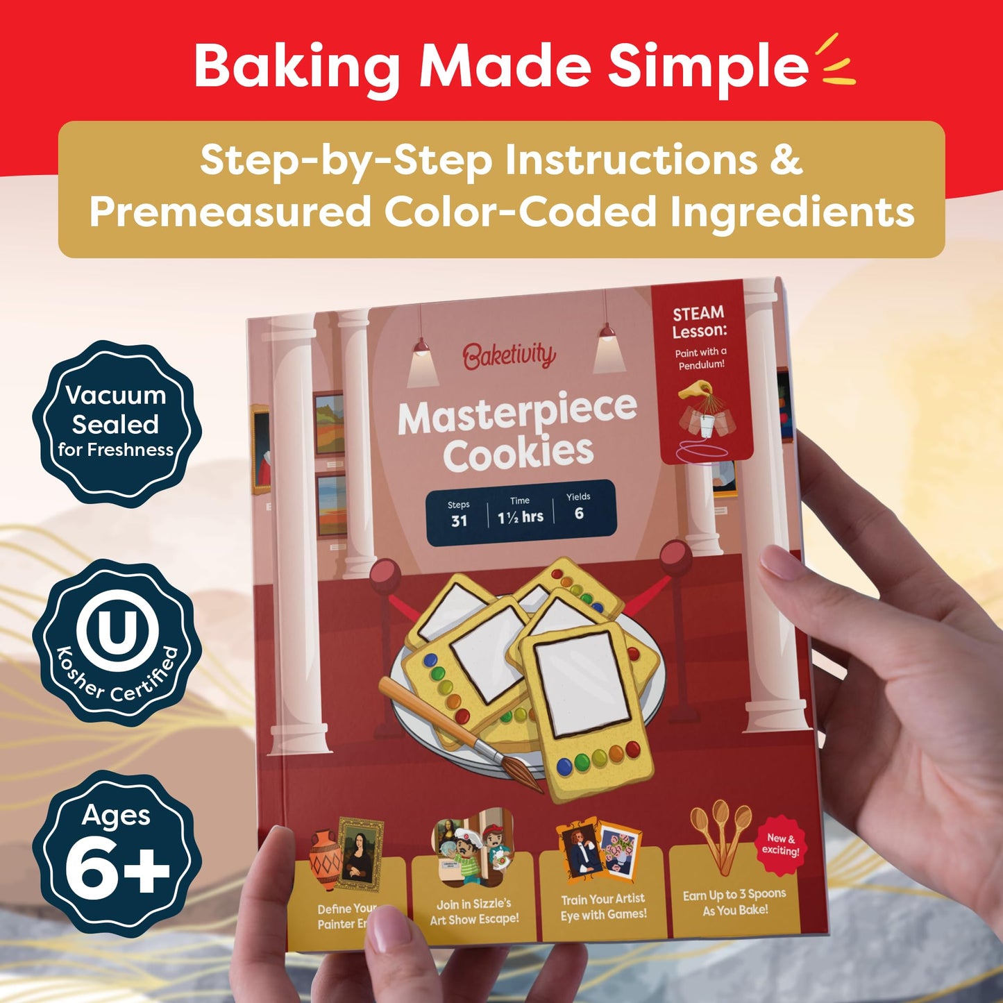 Baketivity Masterpiece Cookies Kit for Kids – Premeasured Ingredients & Step-by-Step Artful Baking