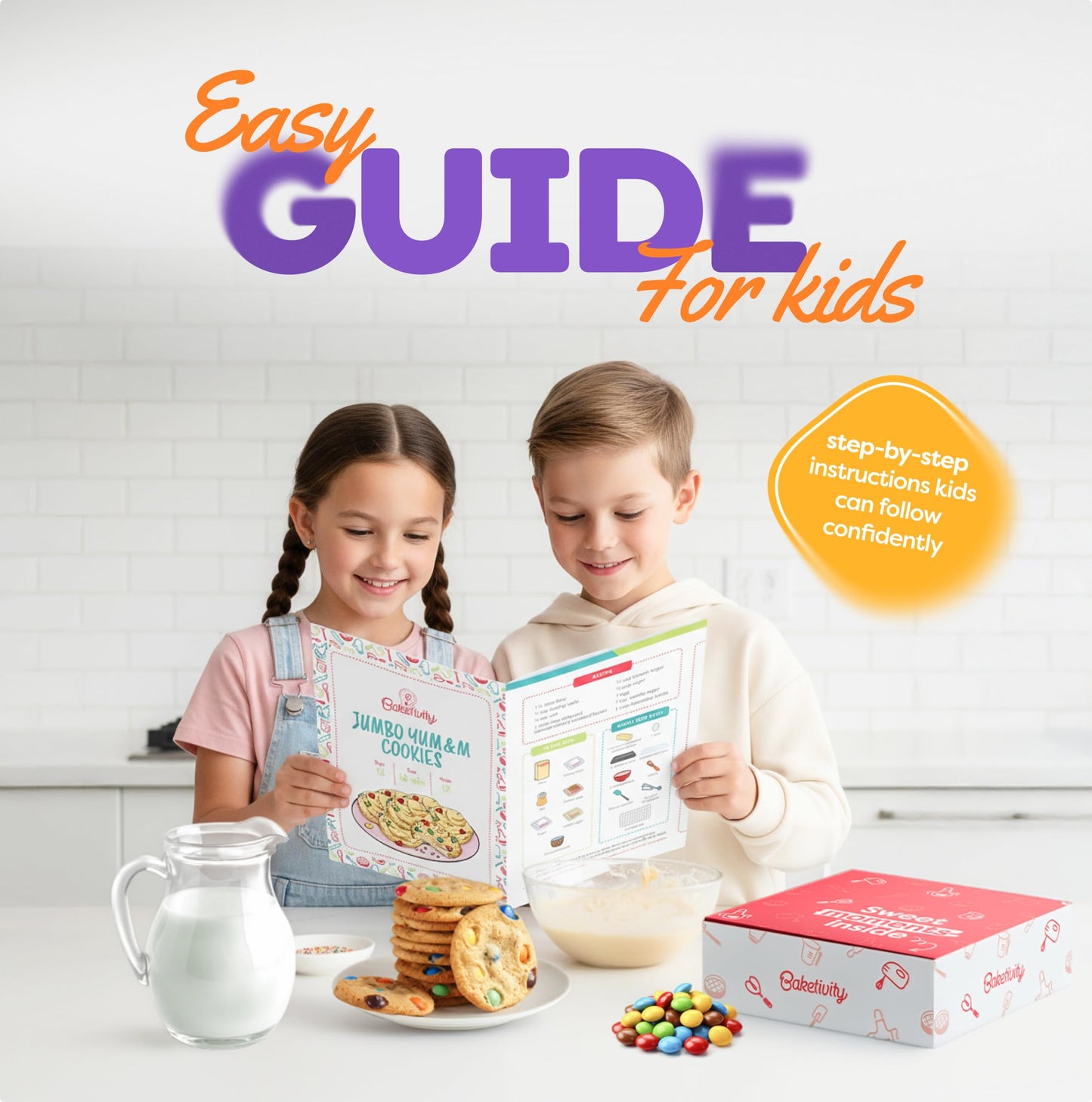 Baketivity Kids Baking DIY Activity Kit – Jumbo Yum&m Cookies, Pre-Measured Ingredients & Easy Recipe