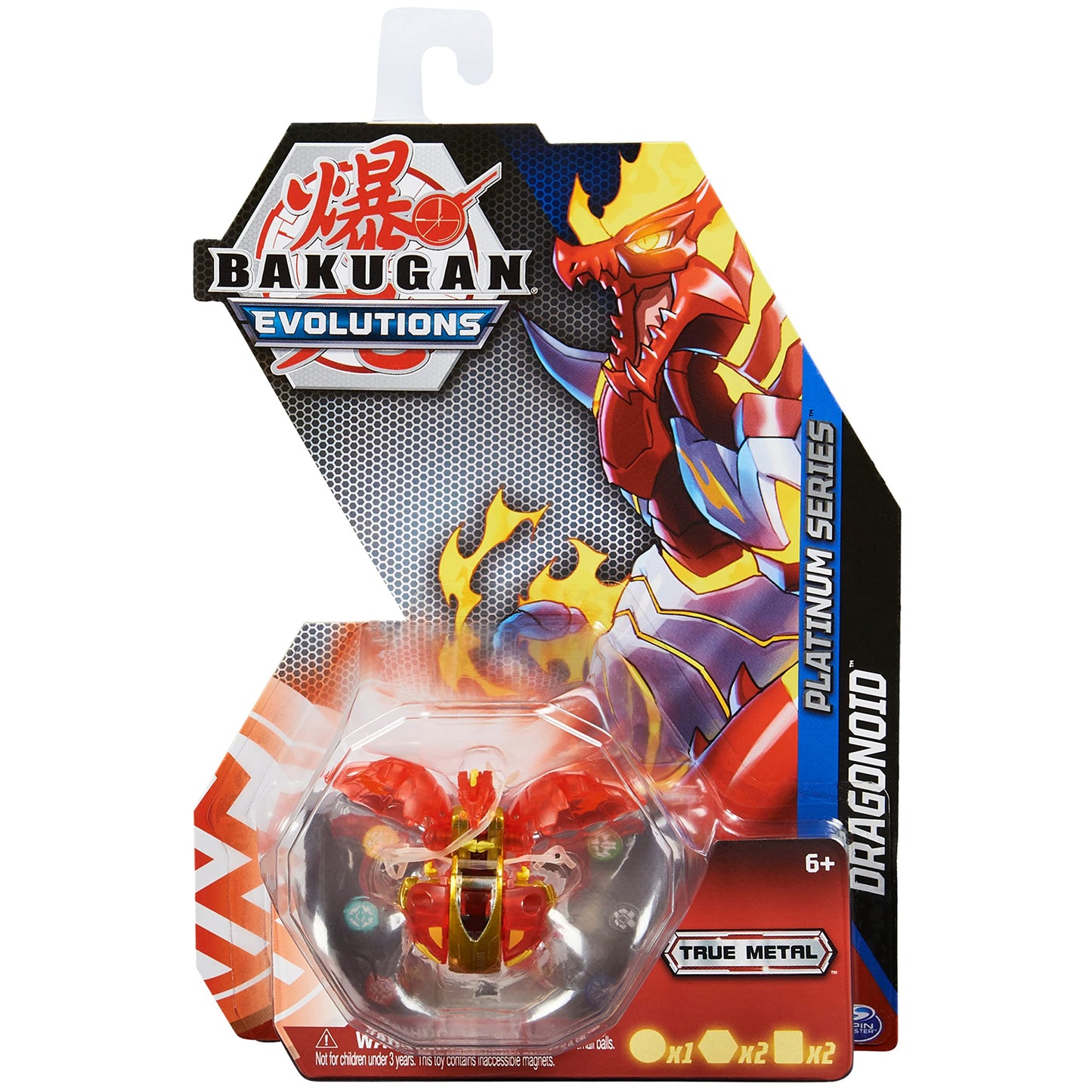 Bakugan Evolutions Dragonoid Red Platinum Series – True Metal Bakugan with 2 BakuCores & Character Card