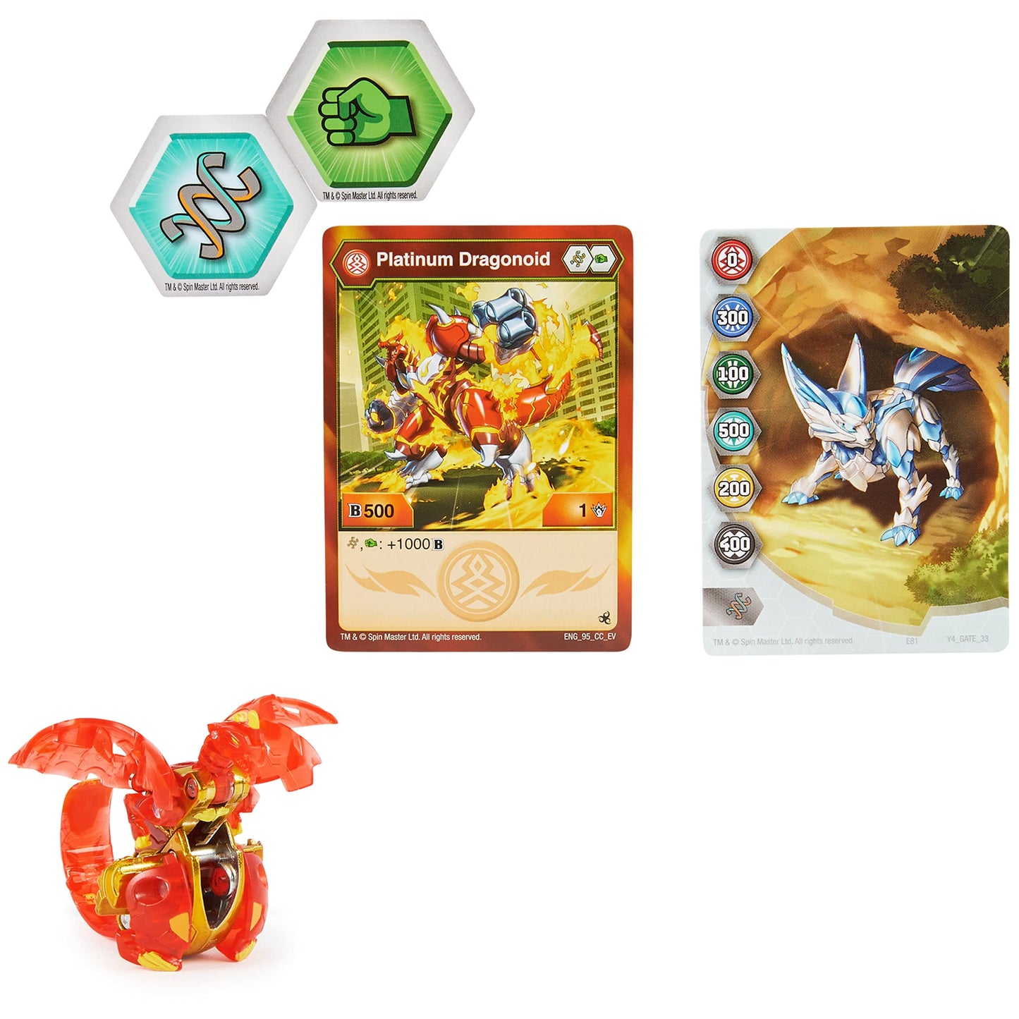 Bakugan Evolutions Dragonoid Red Platinum Series – True Metal Bakugan with 2 BakuCores & Character Card