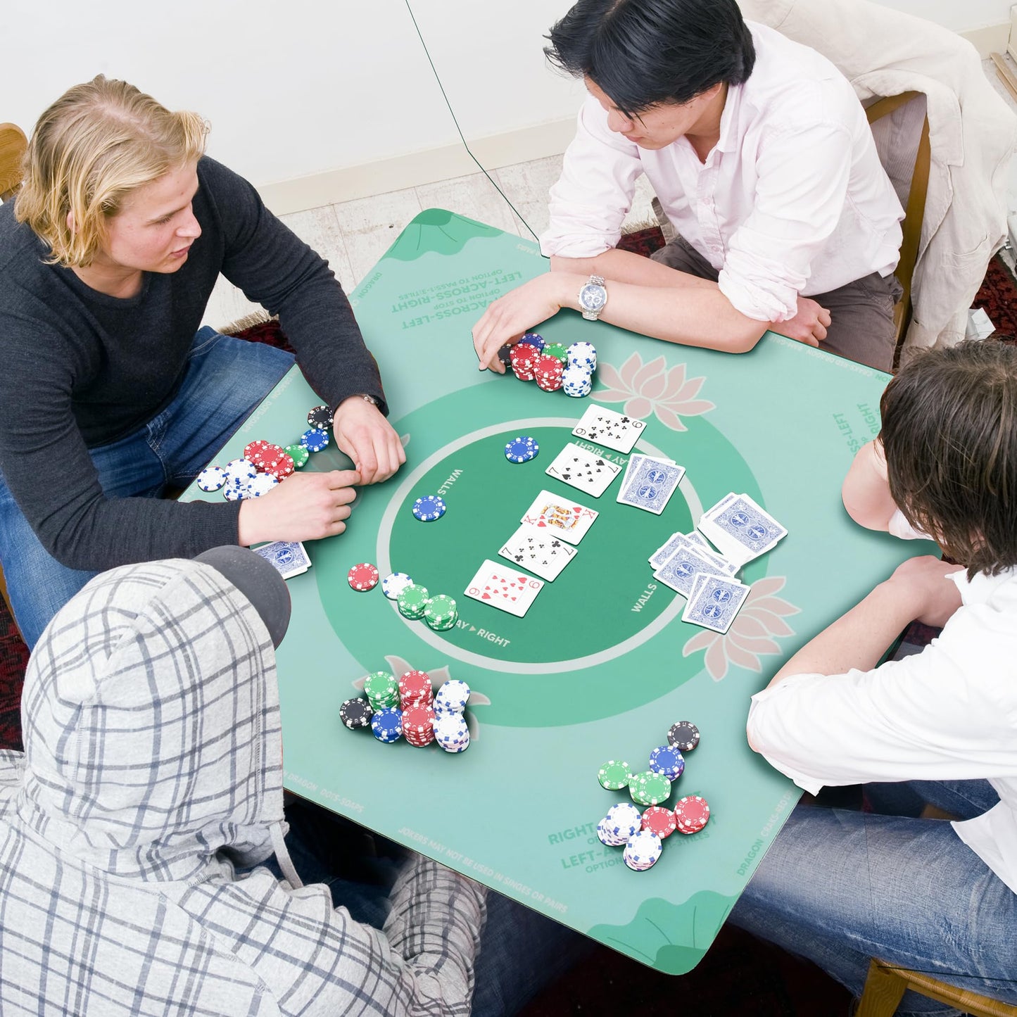 BALAPET Portable Mahjong Mat with Instructions – Anti-Slip, Noise-Reducing Table Cover (Green)