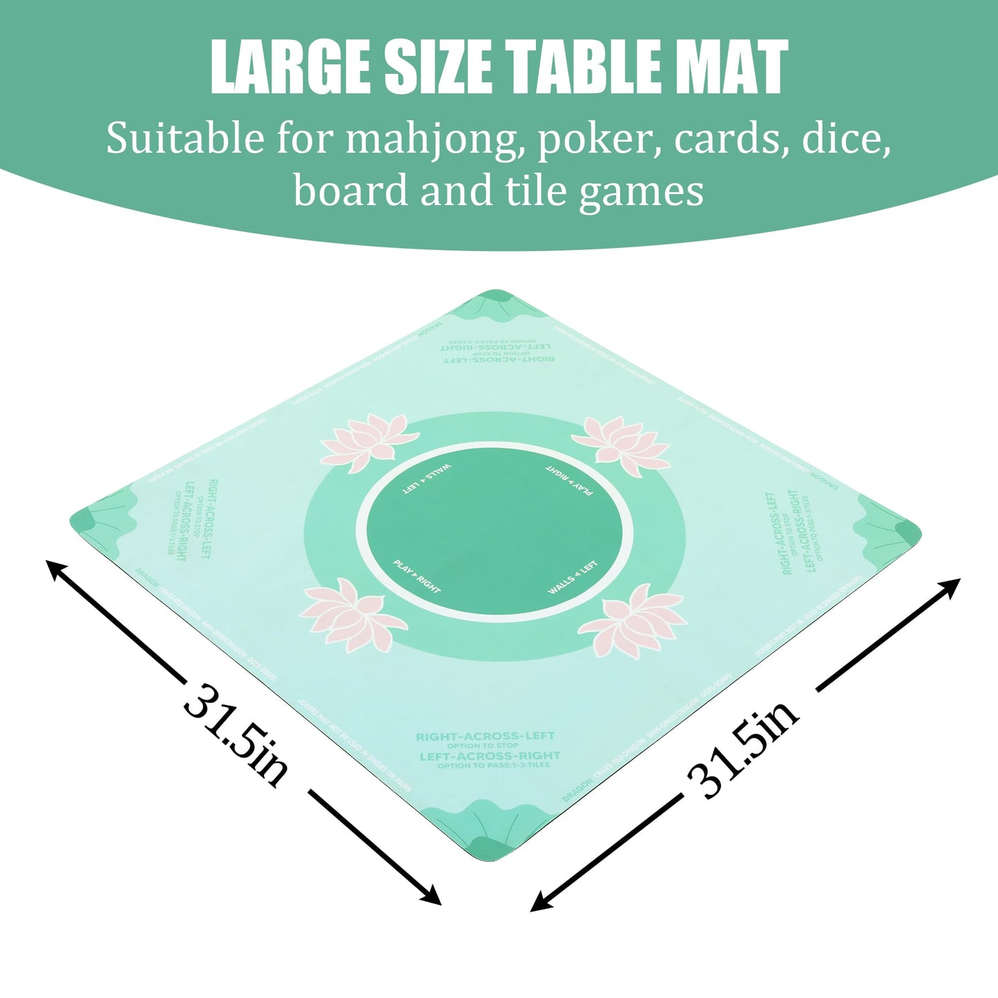 BALAPET Portable Mahjong Mat with Instructions – Anti-Slip, Noise-Reducing Table Cover (Green)