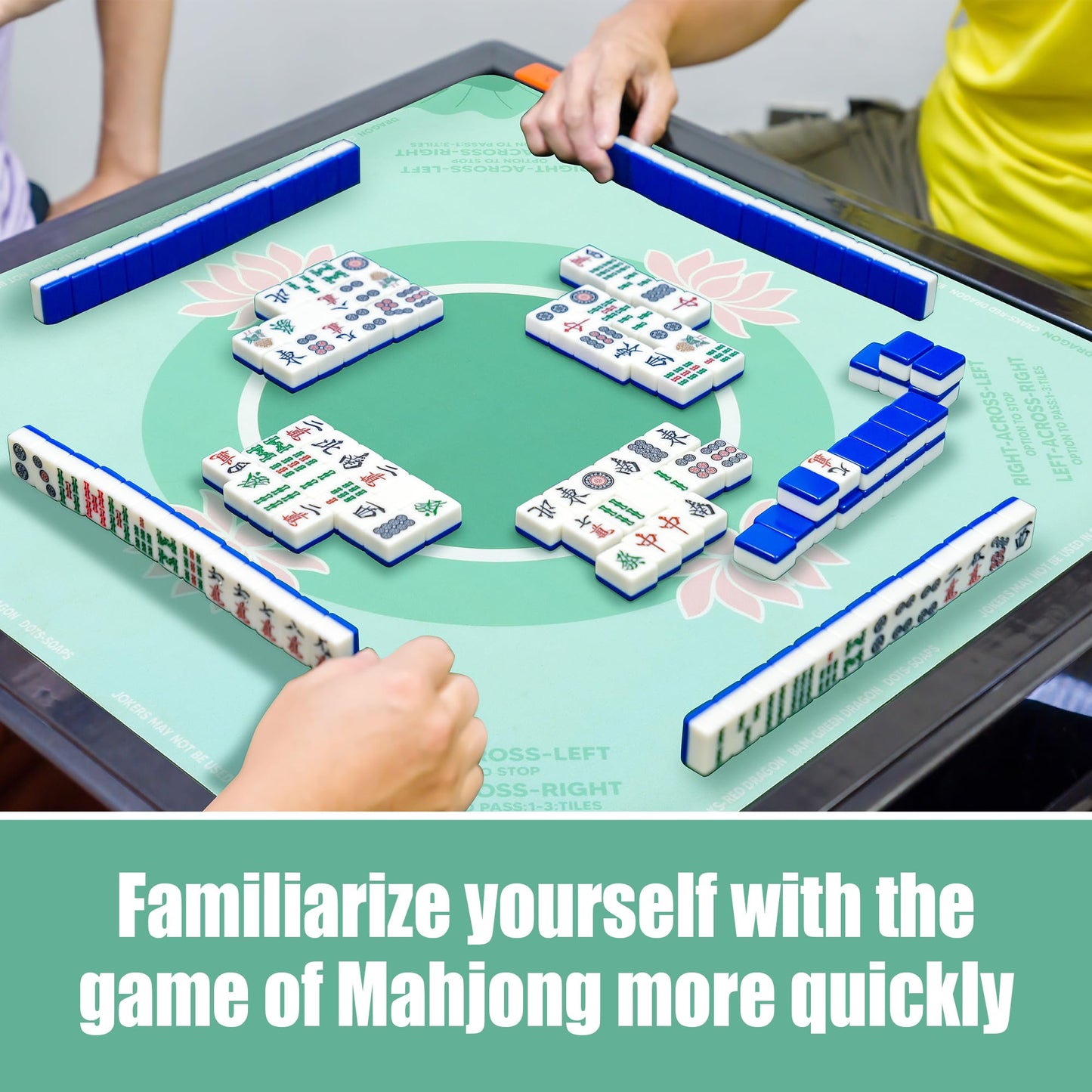 BALAPET Portable Mahjong Mat with Instructions – Anti-Slip, Noise-Reducing Table Cover (Green)