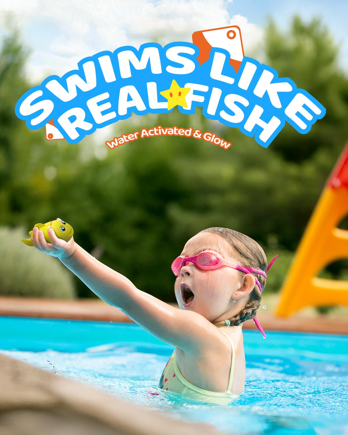 Baldr Rechargeable Swimming Fish Toy with Light-Up Temperature Eyes - Baby Bath and Pool Play