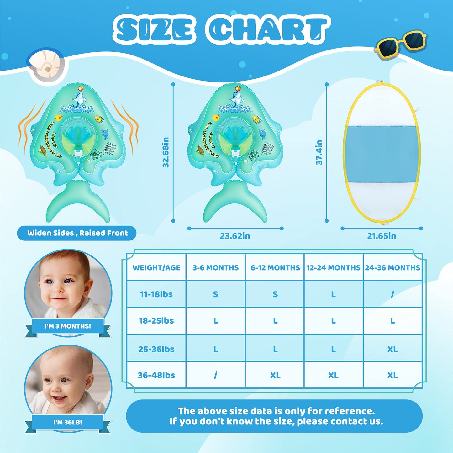 Balhvit No-Flip Baby Pool Float with Canopy – UPF50+ Sun Protection, 3-36 Months