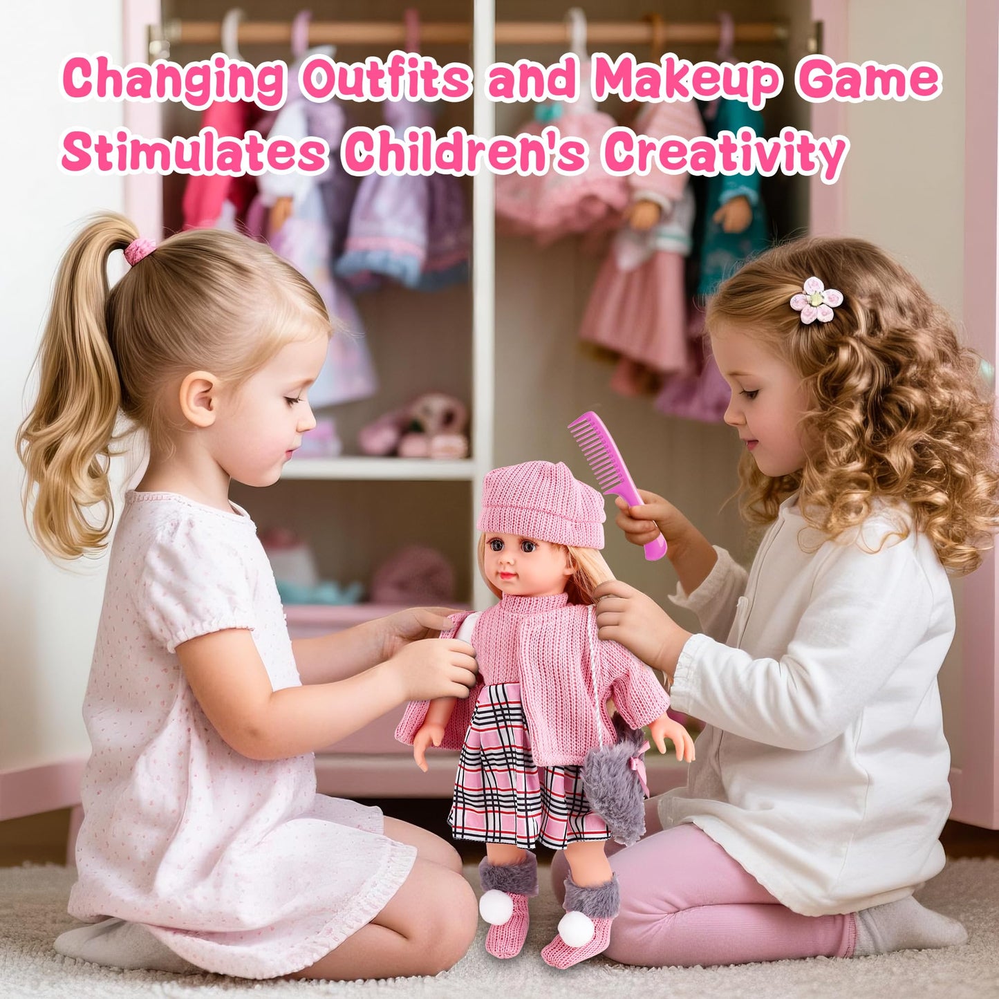 Baljinder American 18-Inch Doll Clothes & Accessories — Touch The Music Girl Doll Set (Hats, Dresses, Scarves, Bags) Gift for Kids 3+