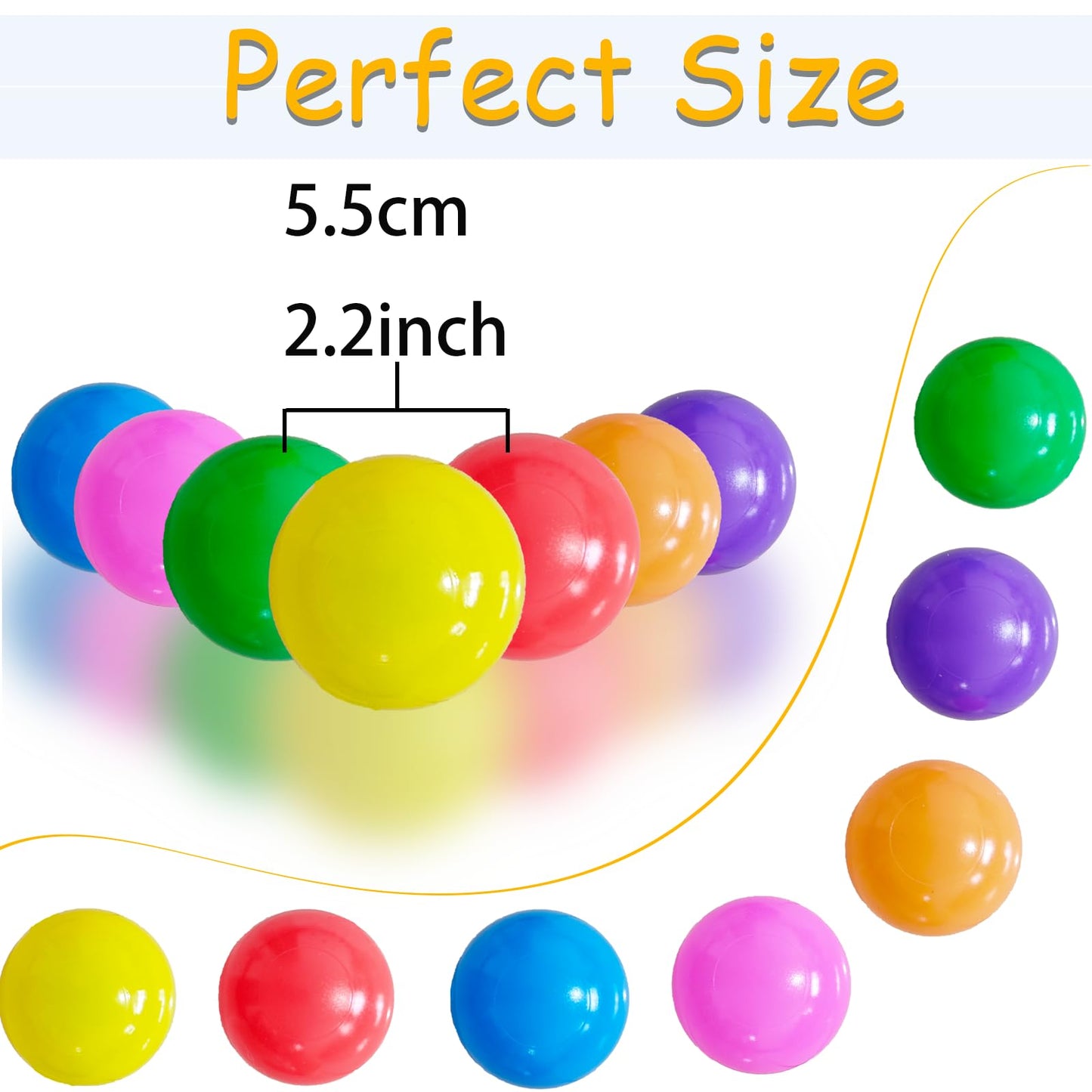 2.2in Ball Pit Balls, 100-Pack in 7 Vivid Colors – Non-Toxic & Durable
