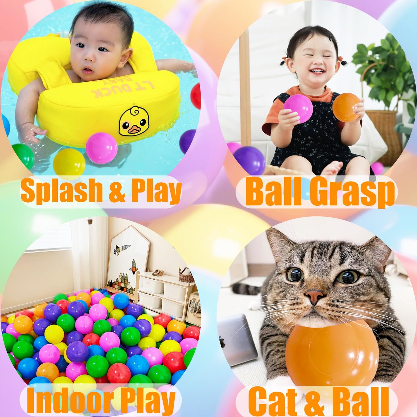 2.2in Ball Pit Balls, 100-Pack in 7 Vivid Colors – Non-Toxic & Durable