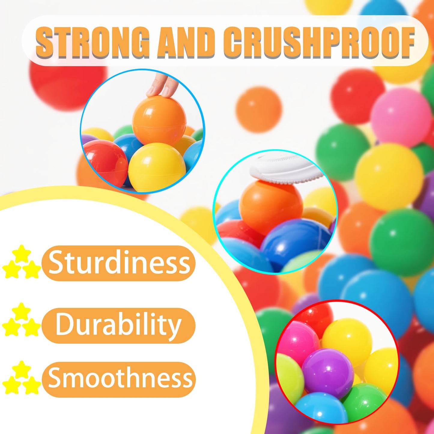 2.2in Ball Pit Balls, 100-Pack in 7 Vivid Colors – Non-Toxic & Durable