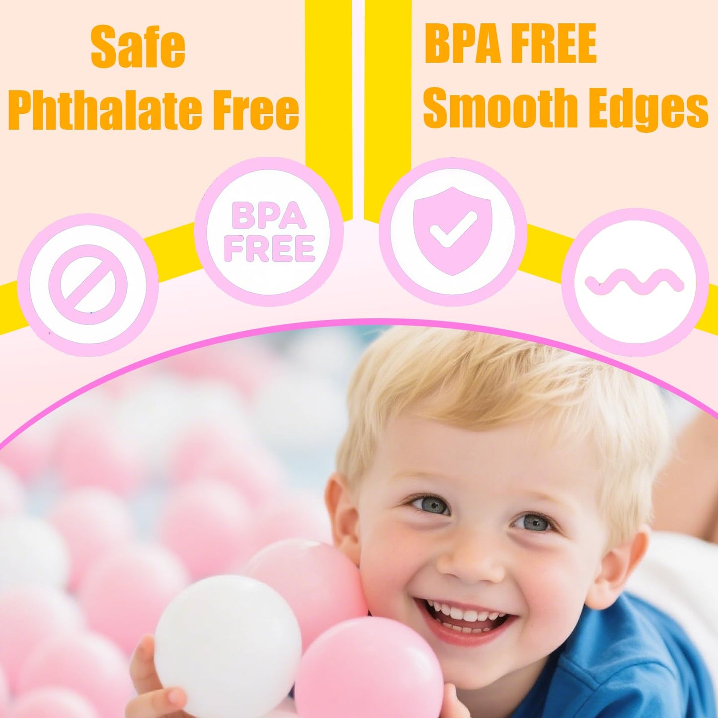 2.2in Ball Pit Balls – 100-Pack (Sweet Pink & White) Non-Toxic & Durable