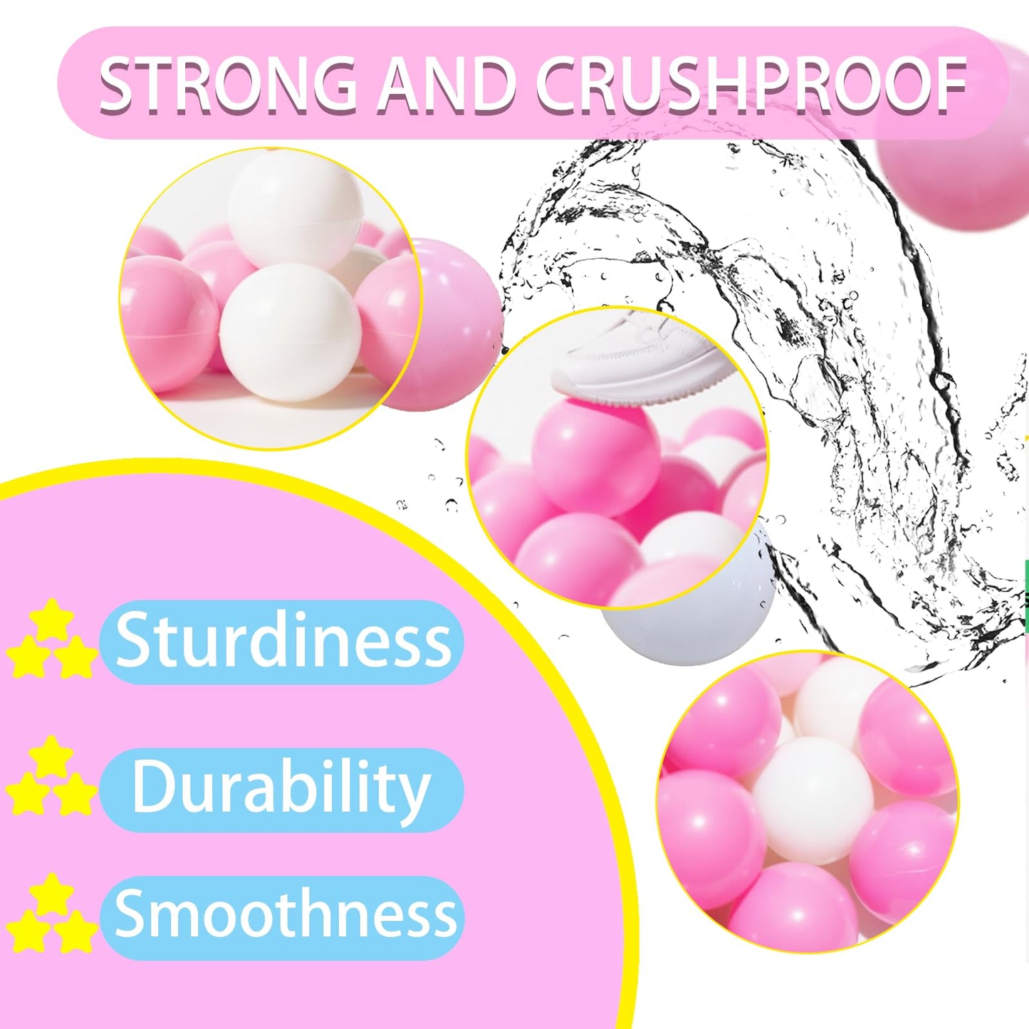2.2in Ball Pit Balls – 100-Pack (Sweet Pink & White) Non-Toxic & Durable