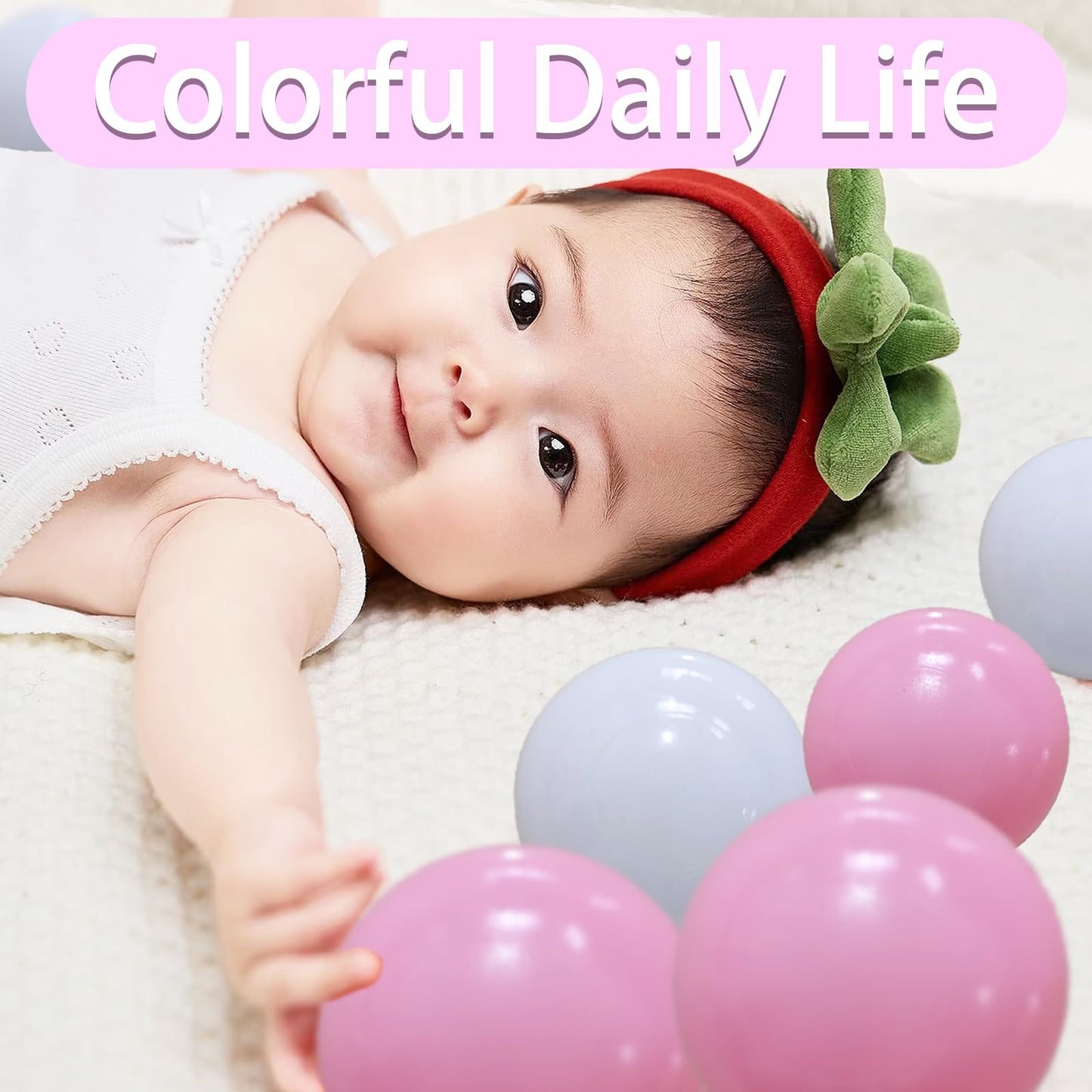 2.2in Ball Pit Balls – 100-Pack (Sweet Pink & White) Non-Toxic & Durable