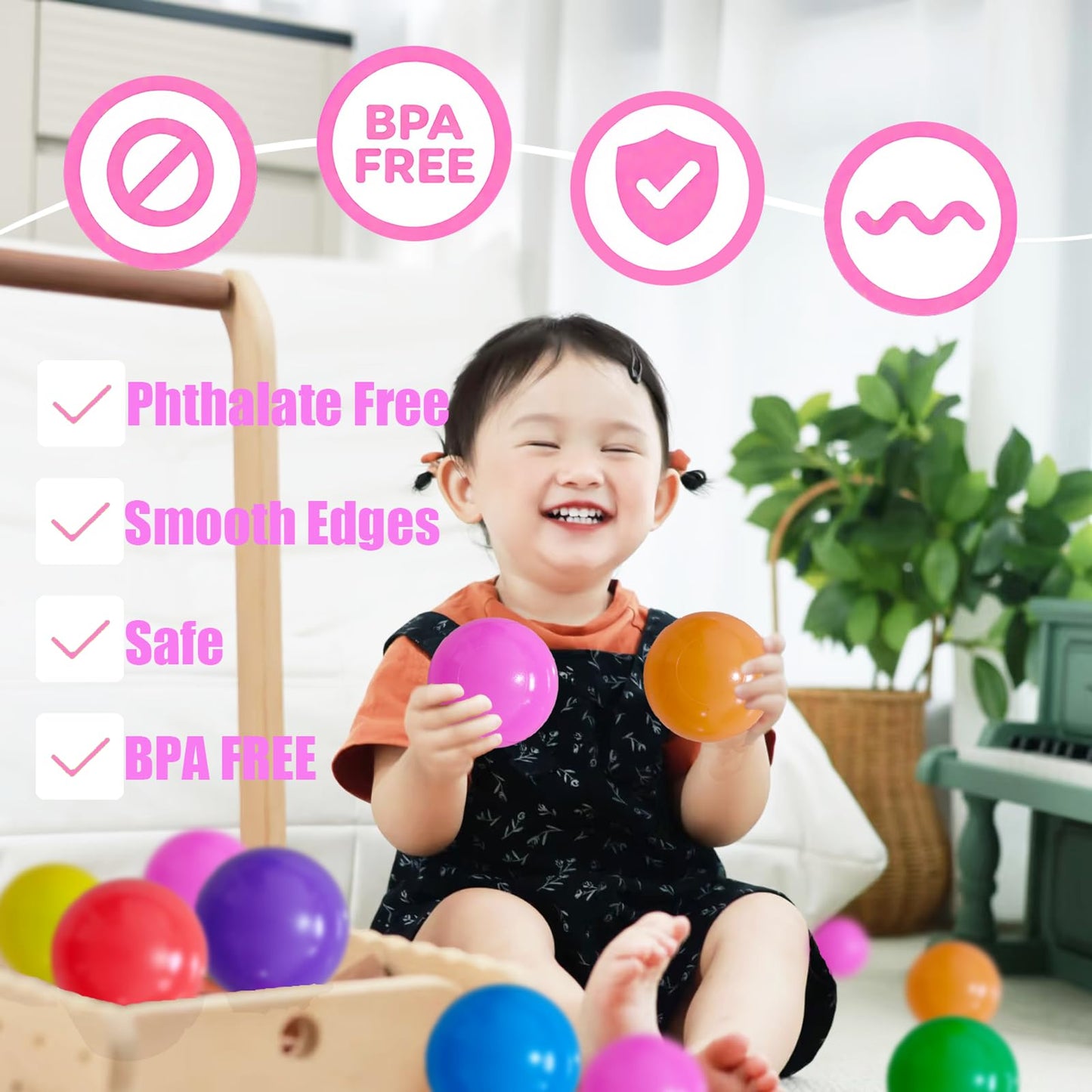 2.2in Ball Pit Balls, 100-Pack in 7 Vivid Colors – Non-Toxic & Durable