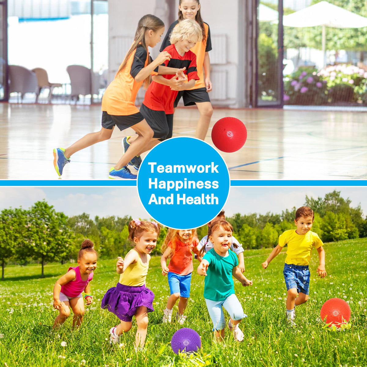 BallFUN Dodgeballs 7-inch Playground Balls – 6 Pack with Pump & Mesh Bag