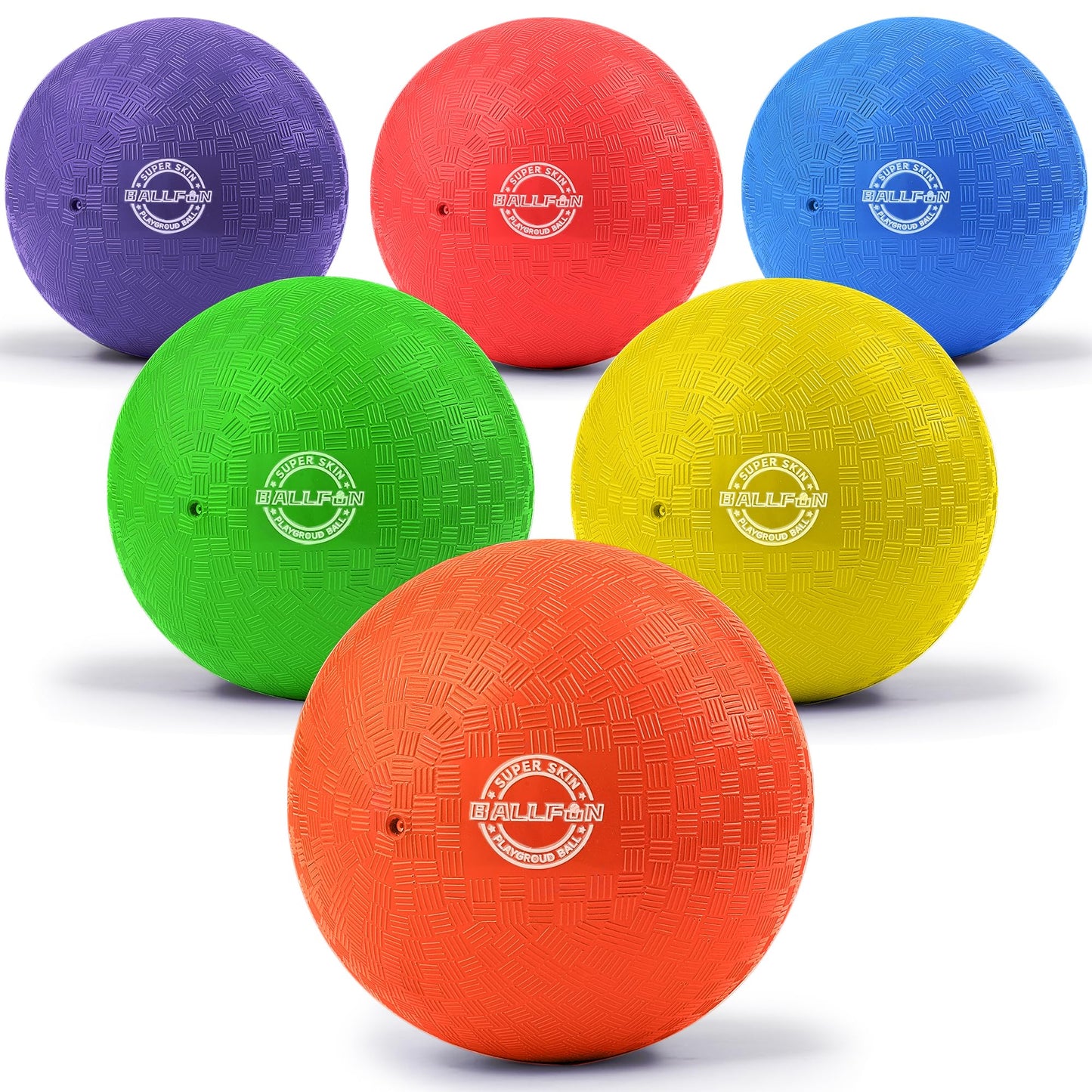 BallFUN Dodgeballs 8.5-Inch Playground Balls 6-Pack with Pump & Mesh Bag