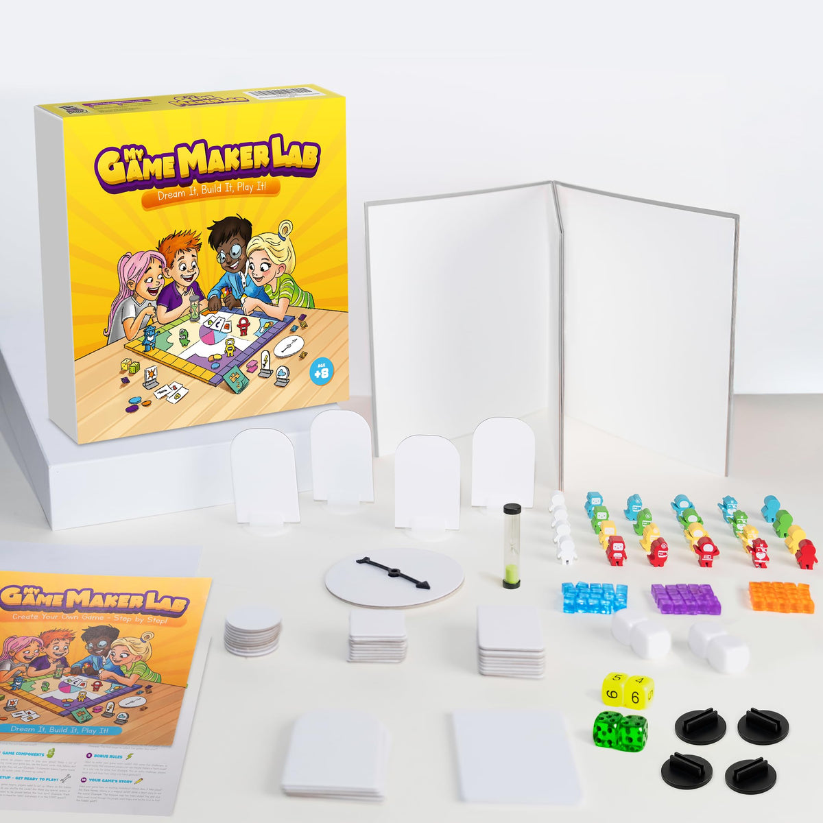 BALUCI GAMES Blank Board Game Kit for Kids & Families – Create Your Own Game with 180+ Pieces