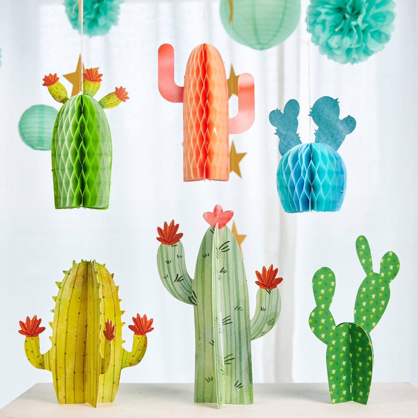 Balun Admhail 6-Pack Cactus Honeycomb Table Centerpieces for Parties