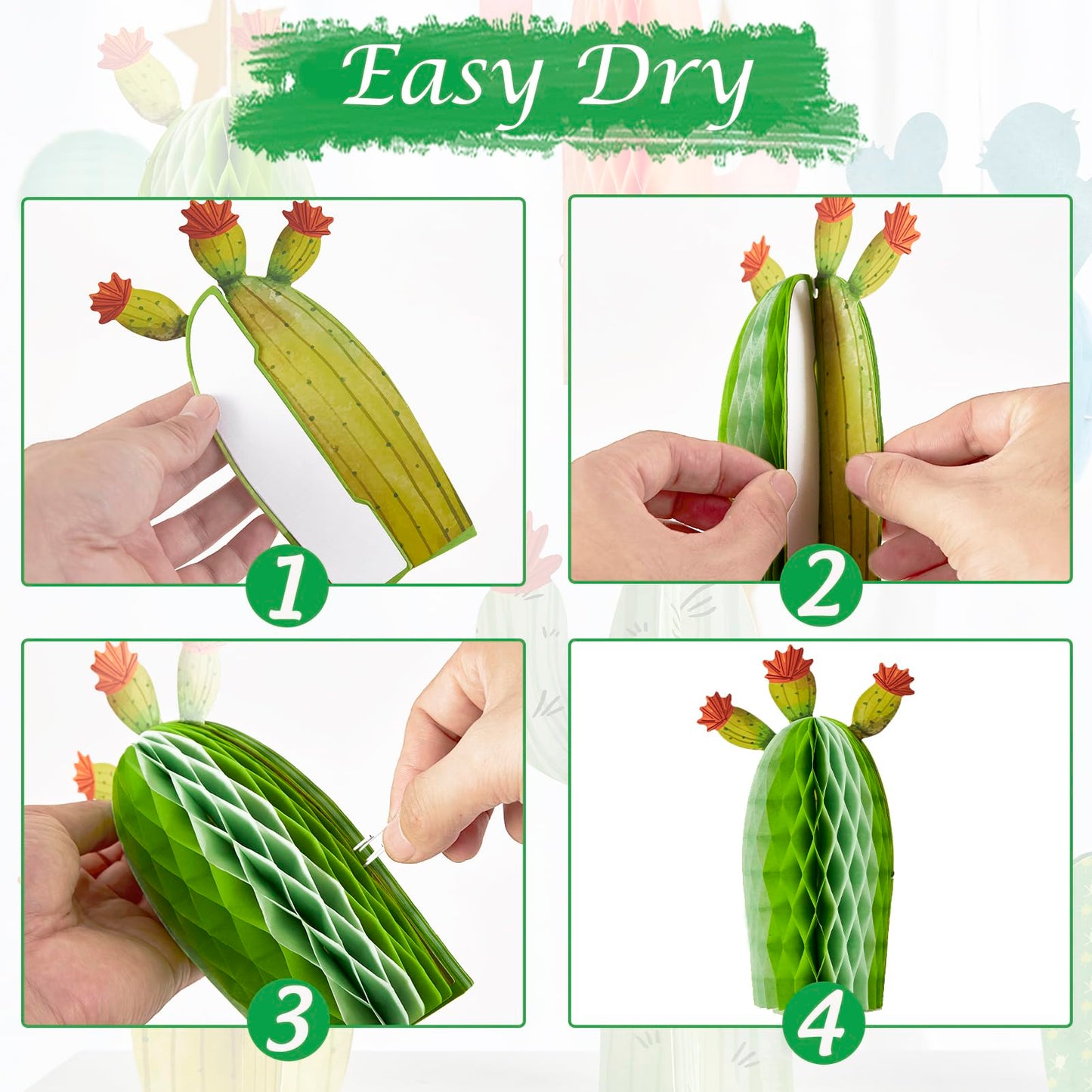 Balun Admhail 6-Pack Cactus Honeycomb Table Centerpieces for Parties