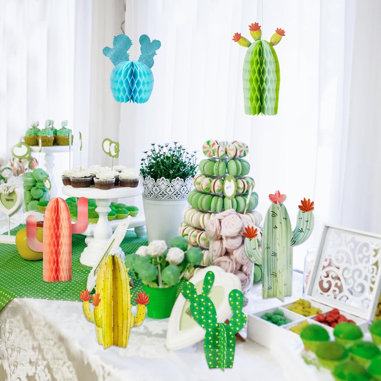 Balun Admhail 6-Pack Cactus Honeycomb Table Centerpieces for Parties