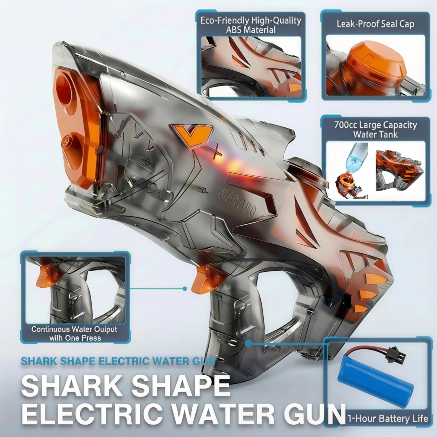 Balyeoseol Water Gun – 32ft Range, 700cc Tank, Leakproof Electric Water Gun