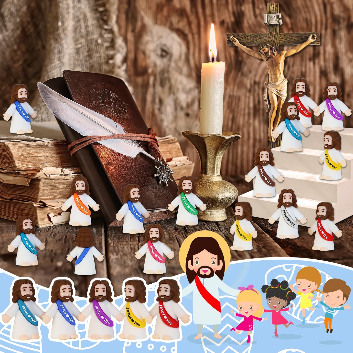Bamamon 100 Pack Little Jesus Figures – Bulk Easter Religious Party Favors