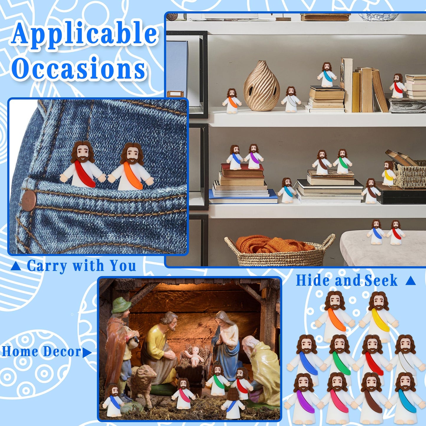 Bamamon 30 Pcs Little Jesus Figures – Bulk Mini Jesus Figurines for Easter, Sunday School & Religious Party Favors