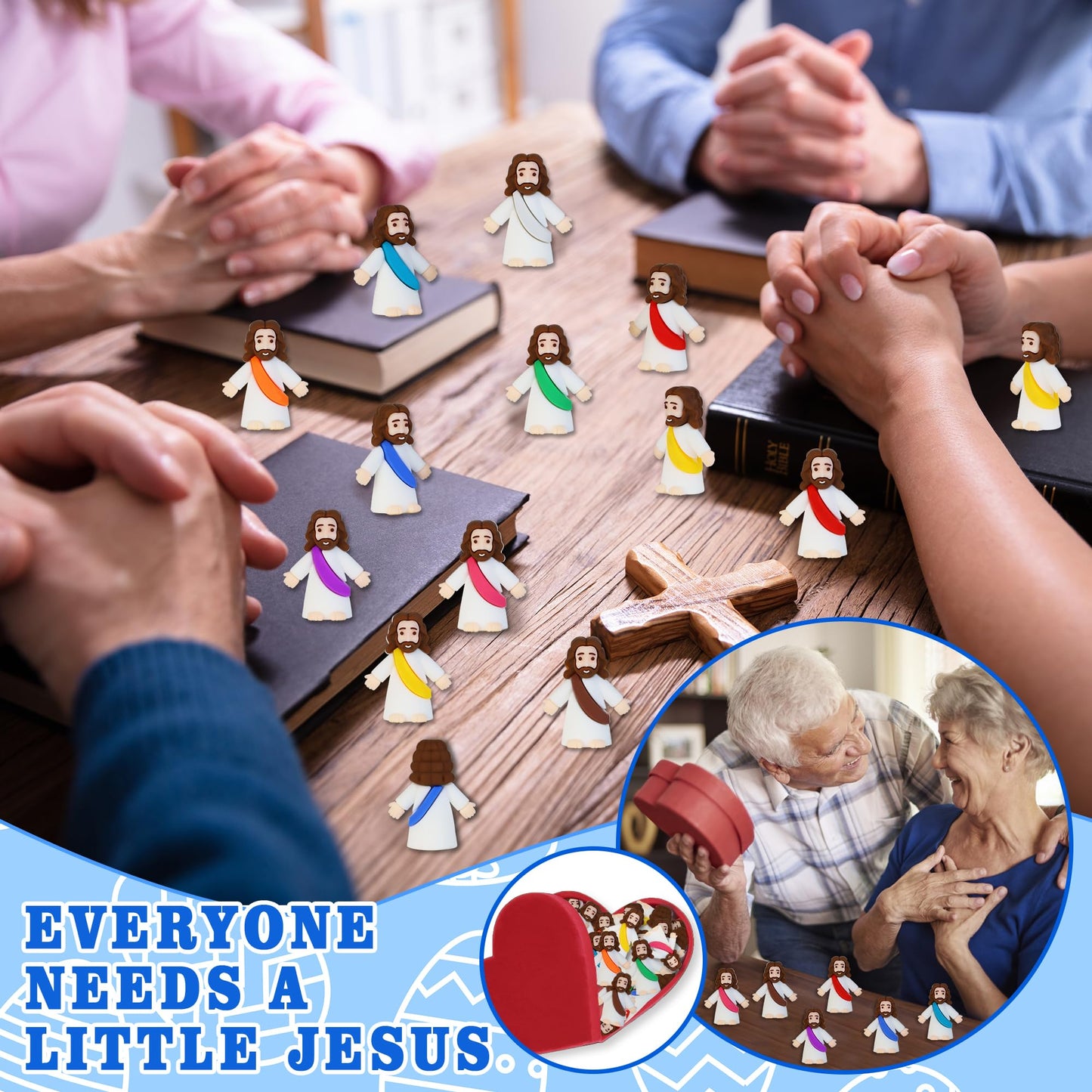Bamamon 100 Pcs Little Jesus Figures Bulk - Mini Jesus Figurines for Easter Egg Fillers & Sunday School Crafts