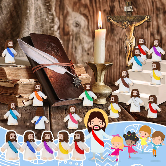 Bamamon 30 Pcs Little Jesus Figures – Bulk Mini Jesus Figurines for Easter, Sunday School & Religious Party Favors