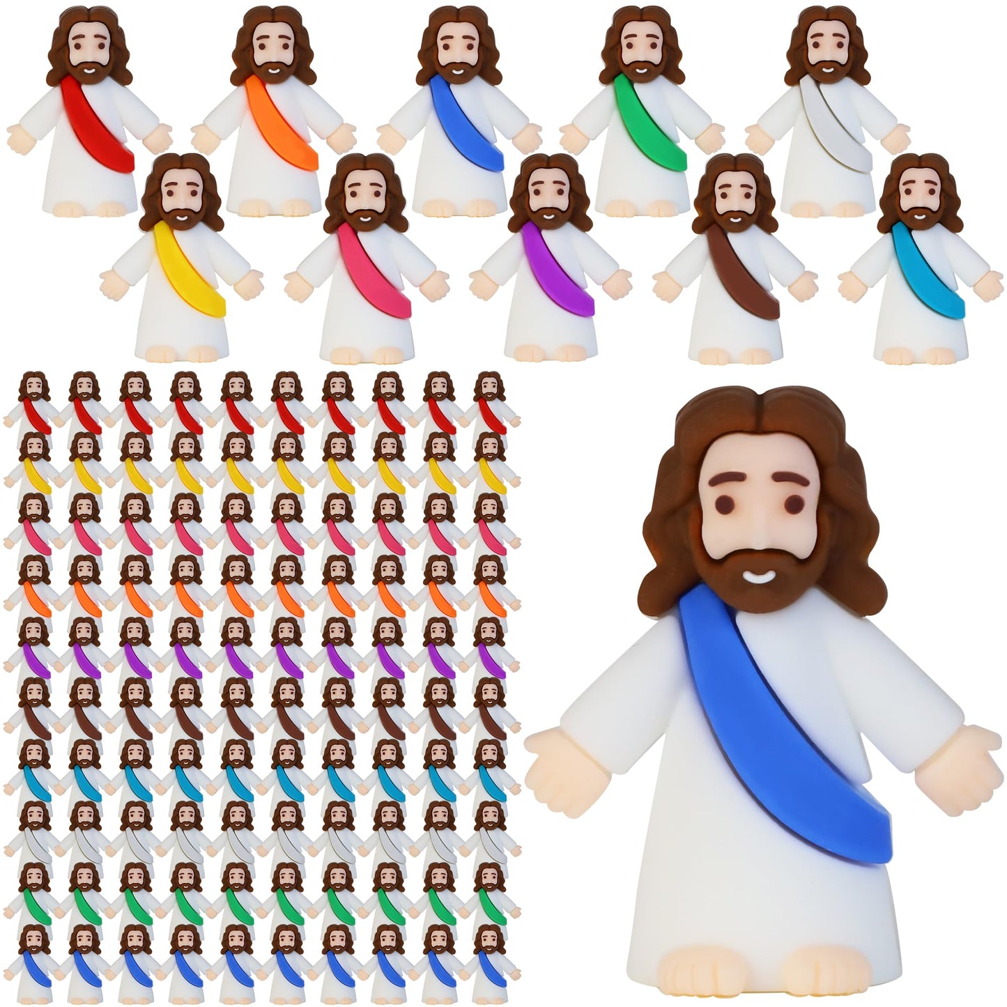 Bamamon 100 Pcs Little Jesus Figures Bulk - Mini Jesus Figurines for Easter Egg Fillers & Sunday School Crafts