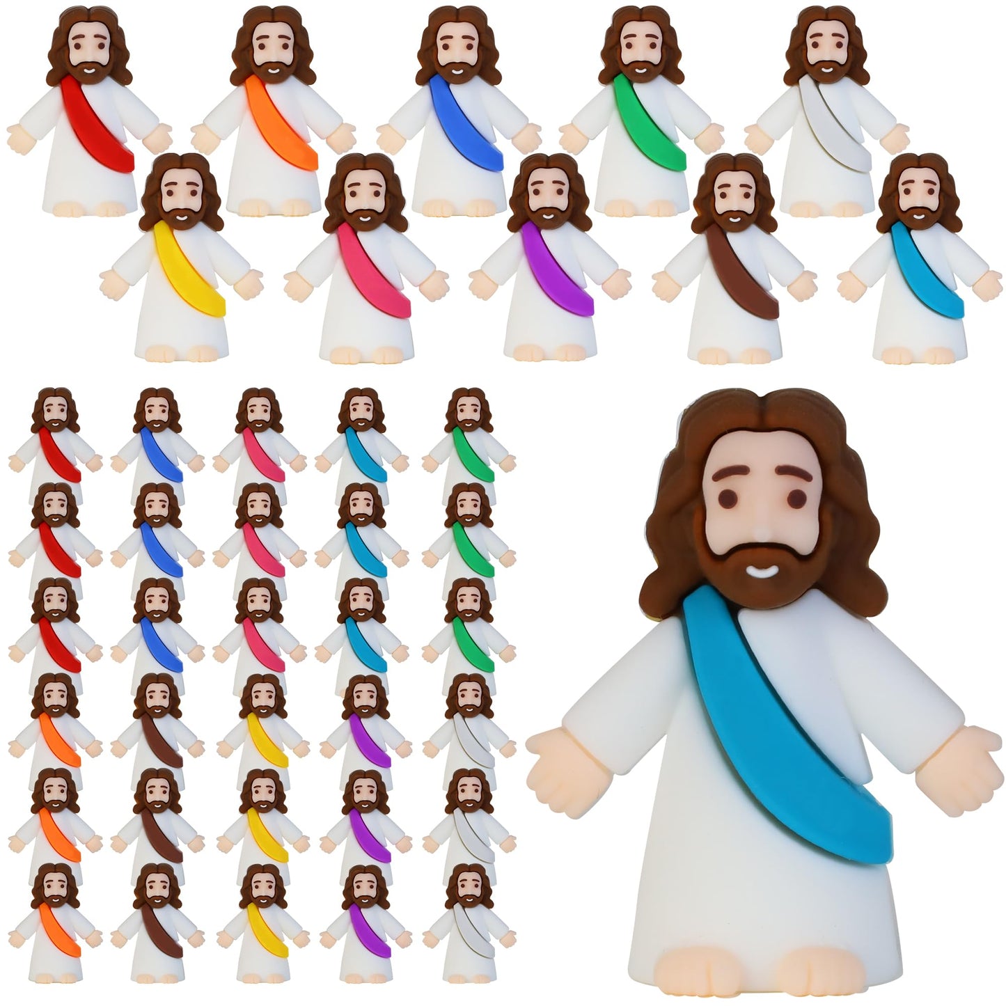 Bamamon 30 Pcs Little Jesus Figures – Bulk Mini Jesus Figurines for Easter, Sunday School & Religious Party Favors