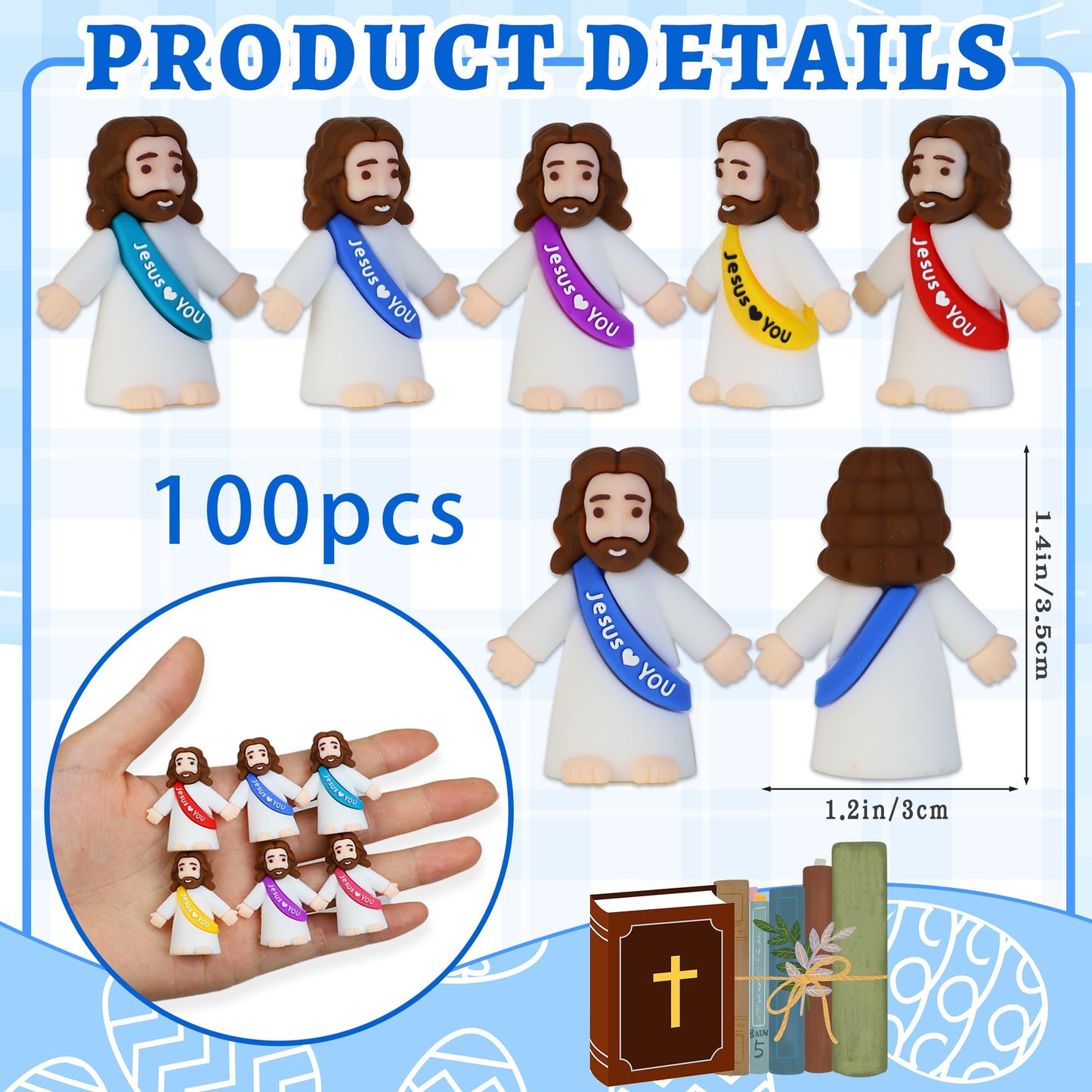 Bamamon 100 Pack Little Jesus Figures – Bulk Easter Religious Party Favors