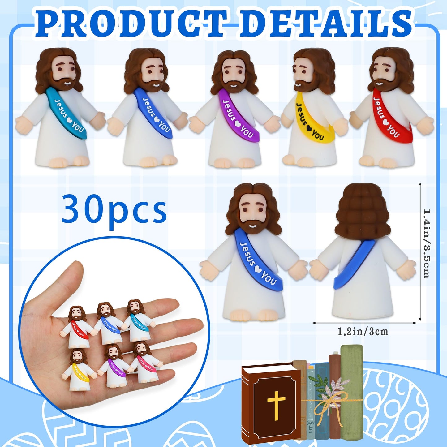 Bamamon 30 Pcs Little Jesus Figures – Mini Jesus Figurines for Easter & Sunday School