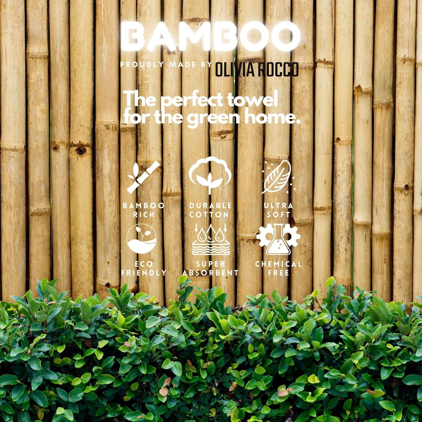Bamboo Cotton Luxury 600GSM Eco-Friendly Bath Towels Highly Absorbent Durable and Soft Bathroom Essentials in Elegant Colours Designed in England by OLIVIA ROCCO