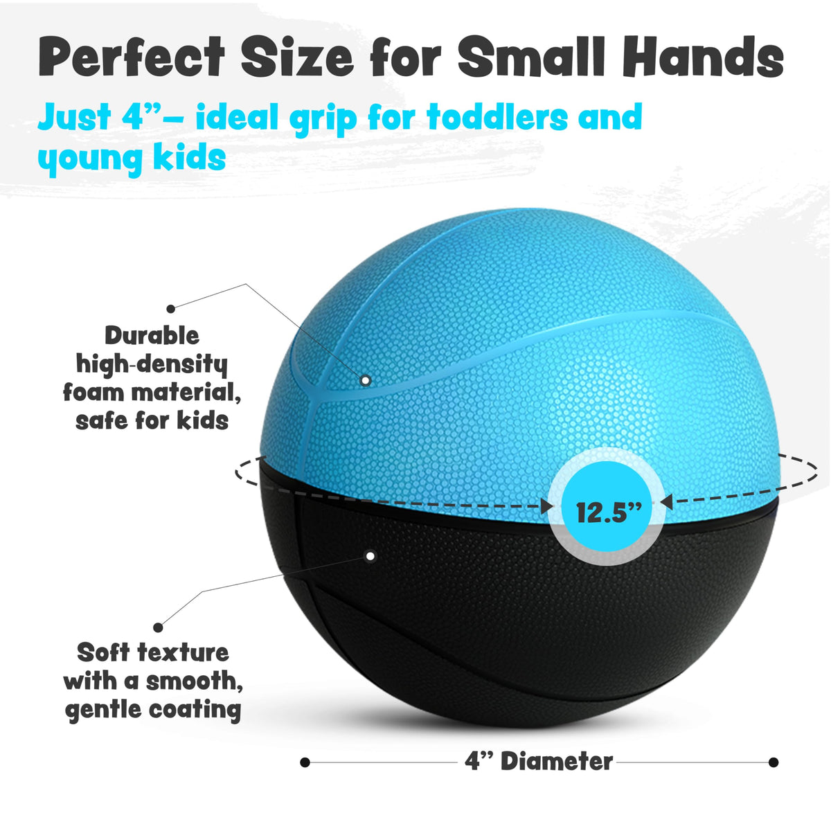 BAMMAX Mini Basketball for Mini Hoops | 4-Inch Soft Foam Balls for Kids & Toddlers | Quiet Indoor Play | Pack of 2