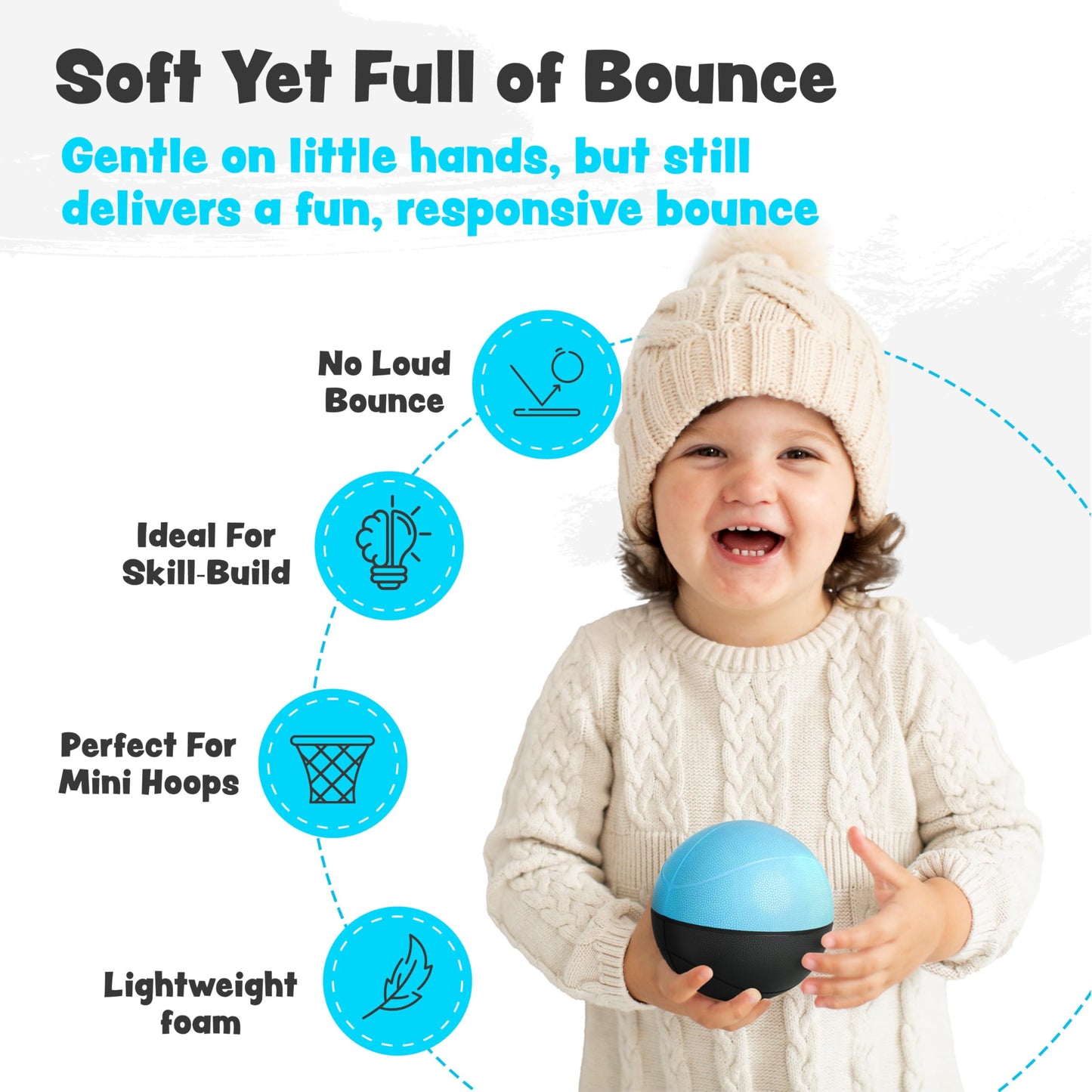 BAMMAX Mini Basketball for Mini Hoops | 4-Inch Soft Foam Balls for Kids & Toddlers | Quiet Indoor Play | Pack of 2