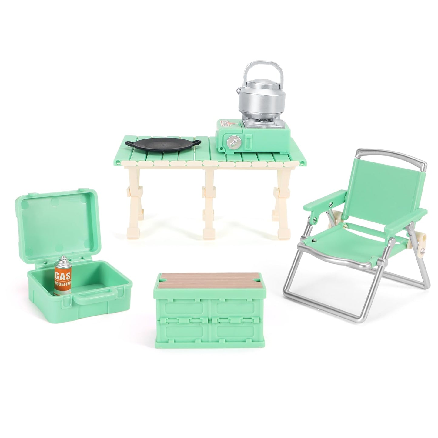BananMelonBM Dollhouse Furniture Set with Camping – Imaginative Pretend Play for Kids 3+ (Green)