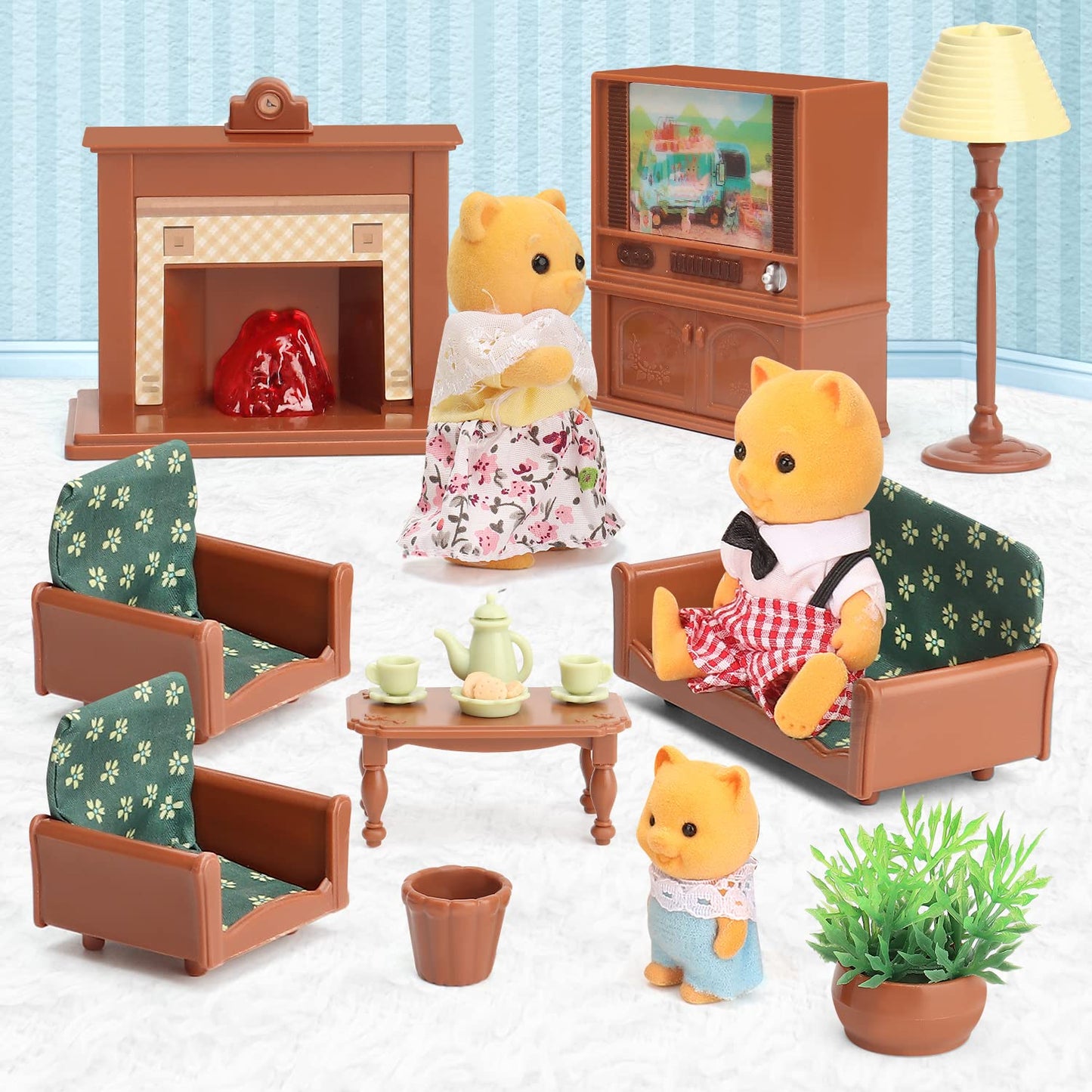 BananMelonBM Dollhouse Furniture Set – Living Room Miniatures for Kids 3+ | Pretend Play