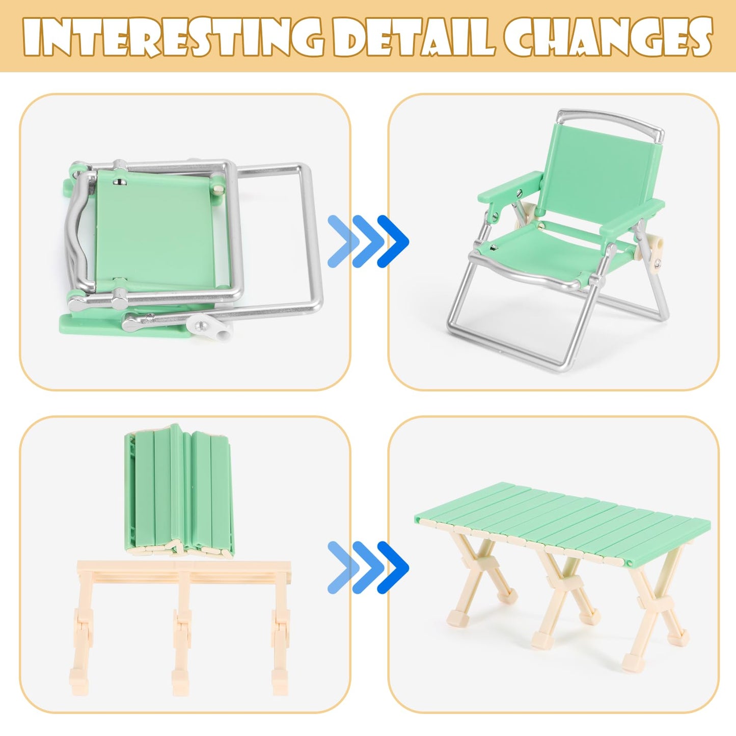 BananMelonBM Dollhouse Furniture Set with Camping – Imaginative Pretend Play for Kids 3+ (Green)