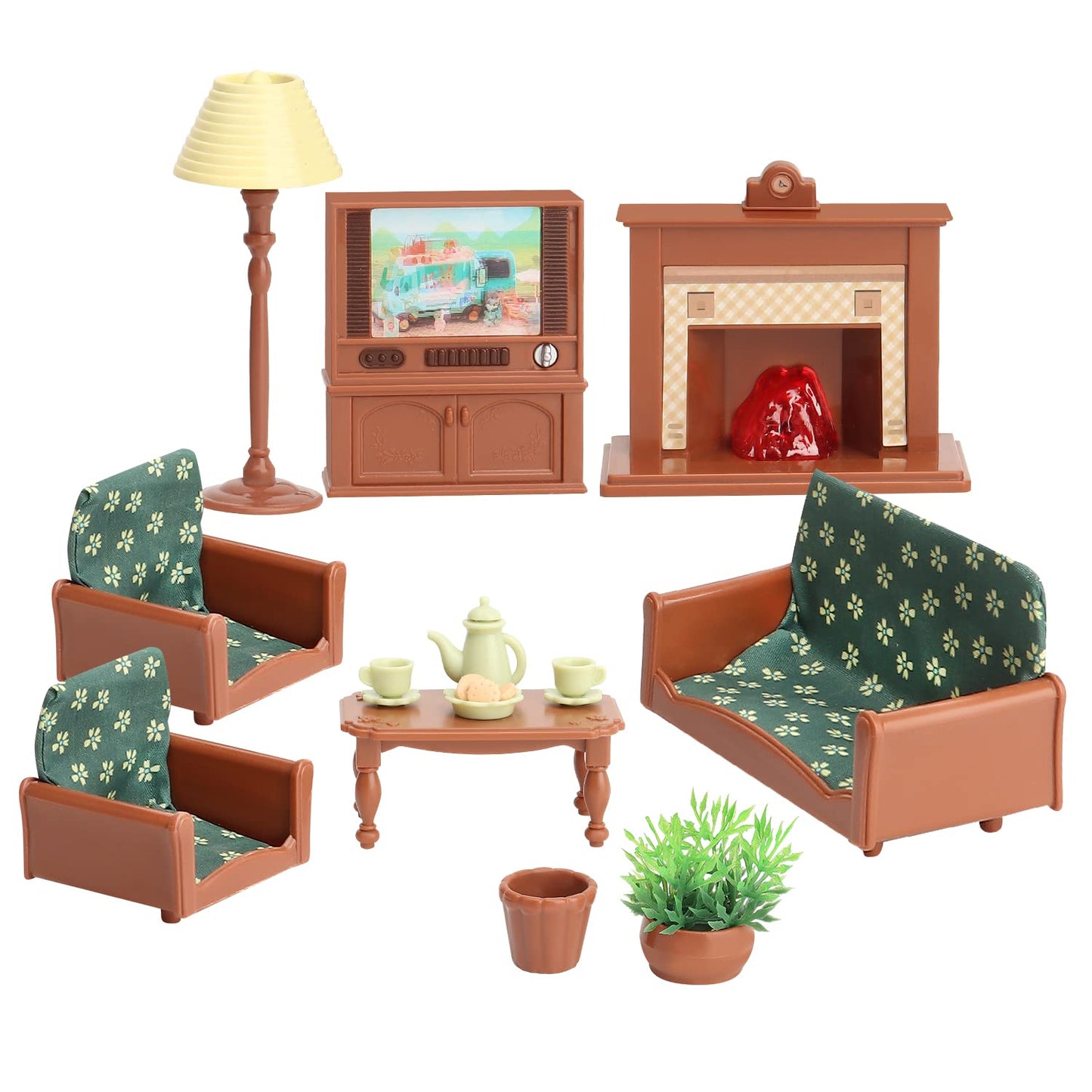BananMelonBM Dollhouse Furniture Set – Living Room Miniatures for Kids 3+ | Pretend Play