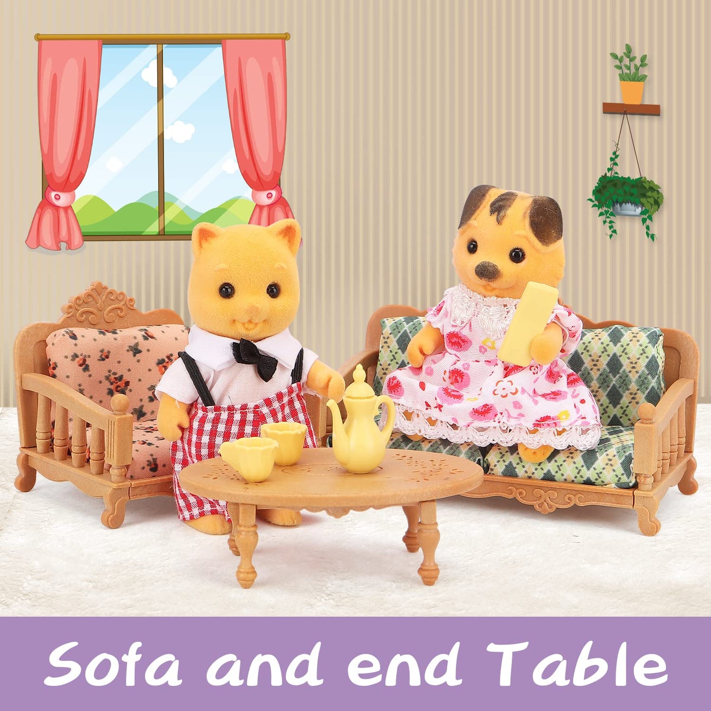 BananMelonBM Dollhouse Furniture Set – Living Room Miniatures for Kids 3+