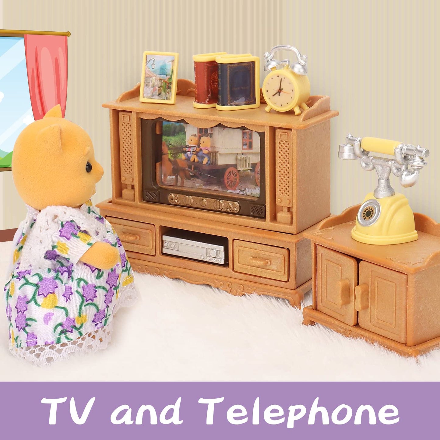 BananMelonBM Dollhouse Furniture Set – Living Room Miniatures for Kids 3+