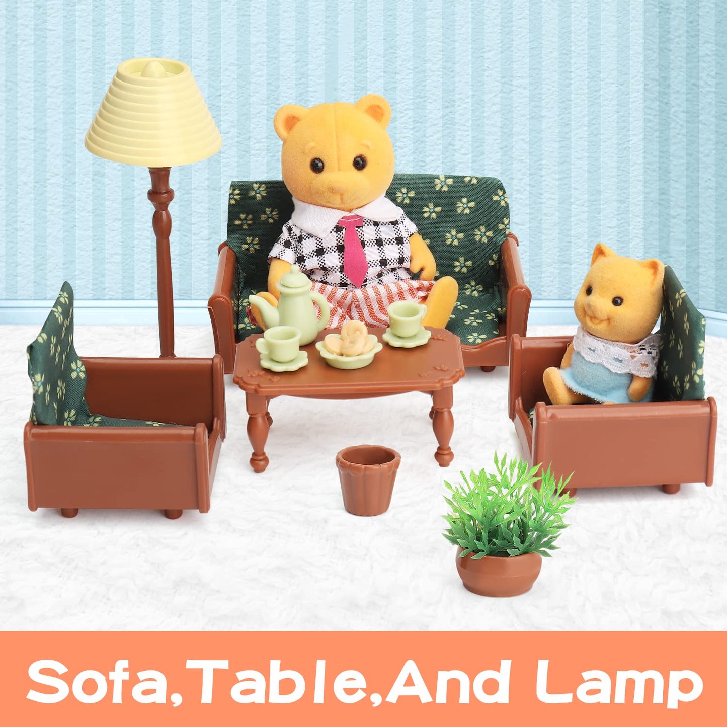 BananMelonBM Dollhouse Furniture Set – Living Room Miniatures for Kids 3+ | Pretend Play