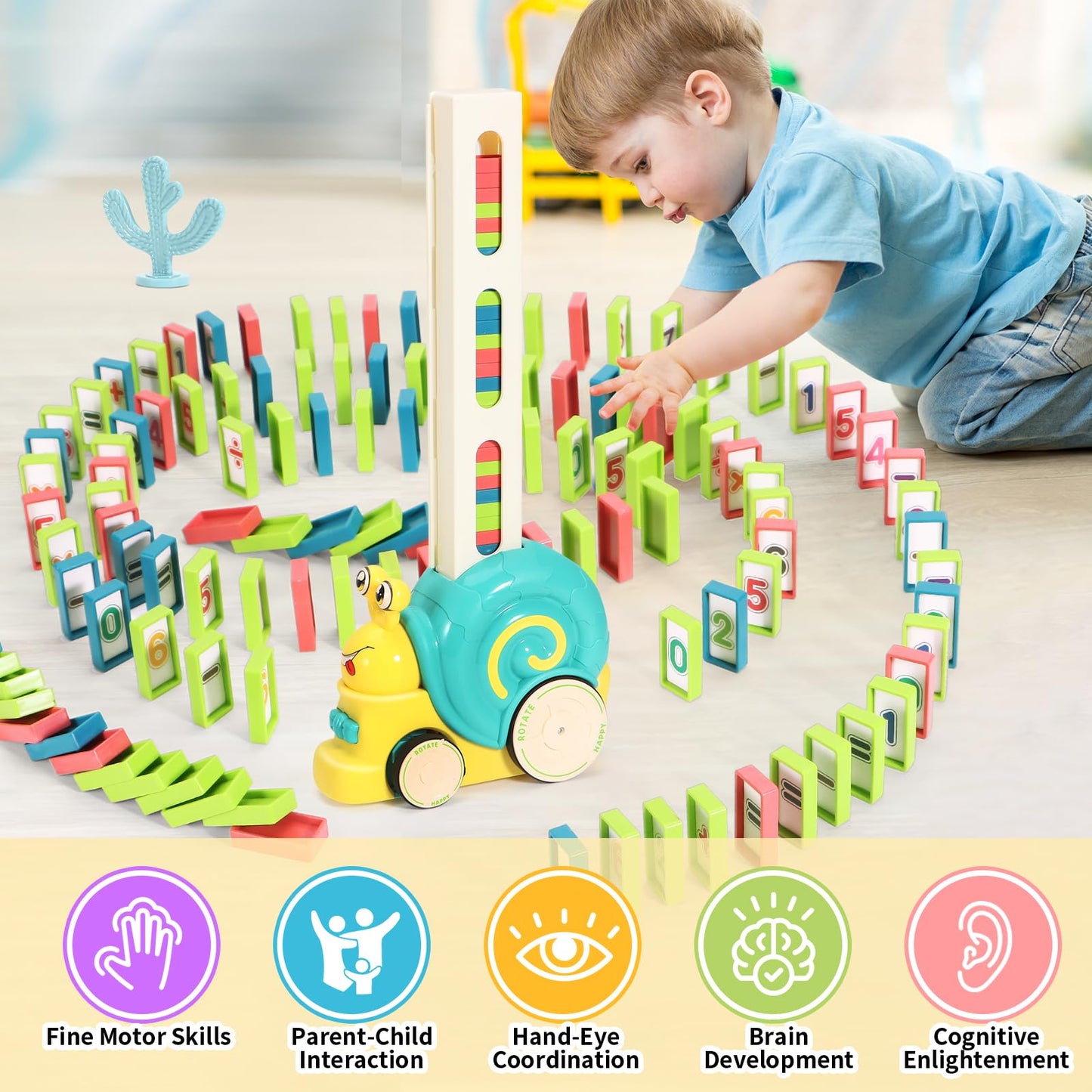 BananMelonBM 180pcs Montessori Domino Train Set – Educational Toy for Kids