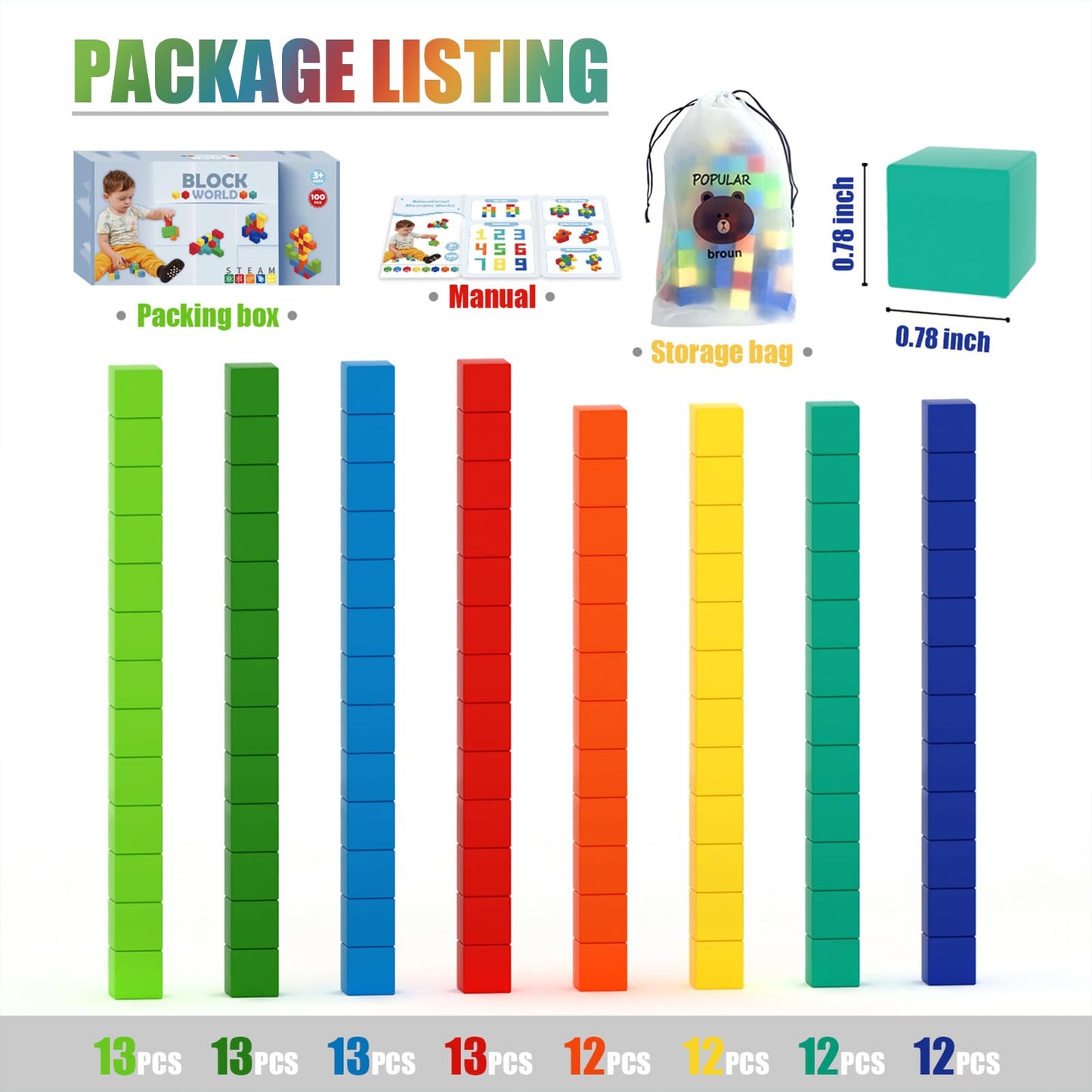 BananMelonBM 100 PCS Magnetic Building Blocks | Creative STEM Toy for Ages 3-8