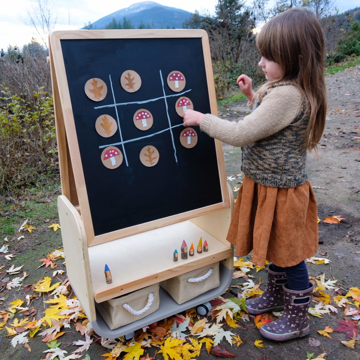 BanaSuper 3-in-1 Kids Art Easel with Wheels – Height Adjustable, Magnetic Chalkboard & Whiteboard, 25x21 Extra-Large Drawing Surface