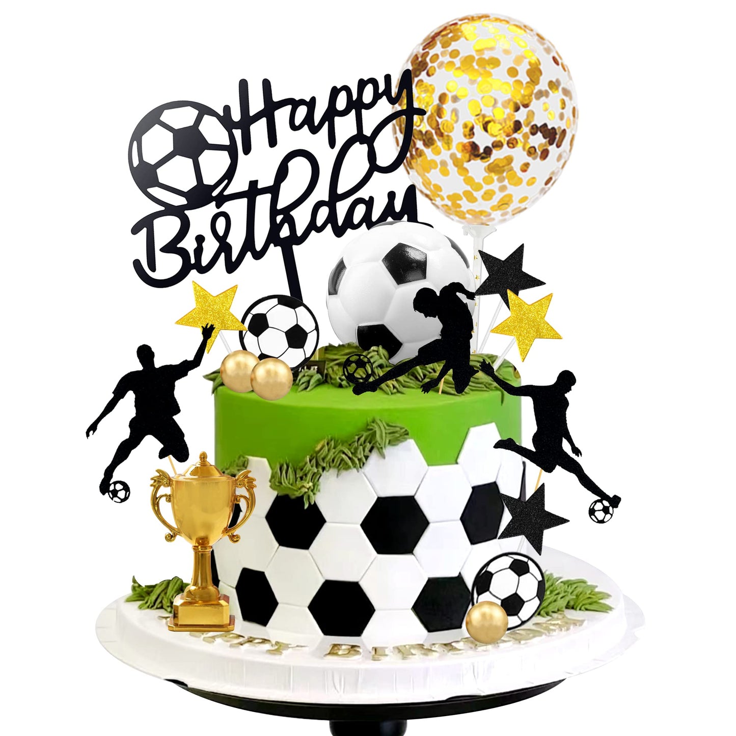 BANBALLON 28 PCS Soccer Cake Topper Set – Football Theme Party Decorations